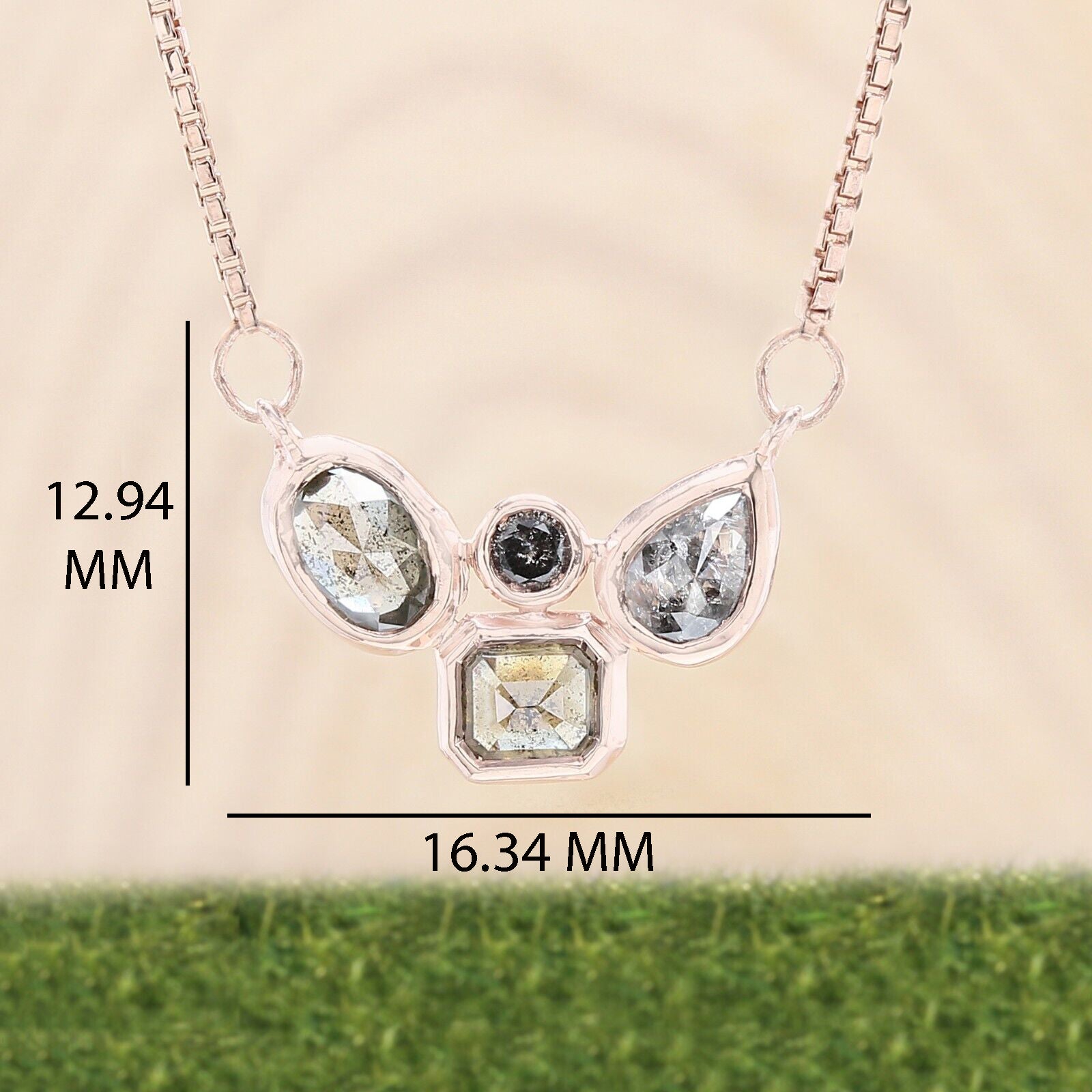 Mix Shape Salt And Pepper Diamond Pendant, Unique Diamond Pendant, Salt And Pepper Diamond Pendant, No Chain Including Only Pendant KDL005