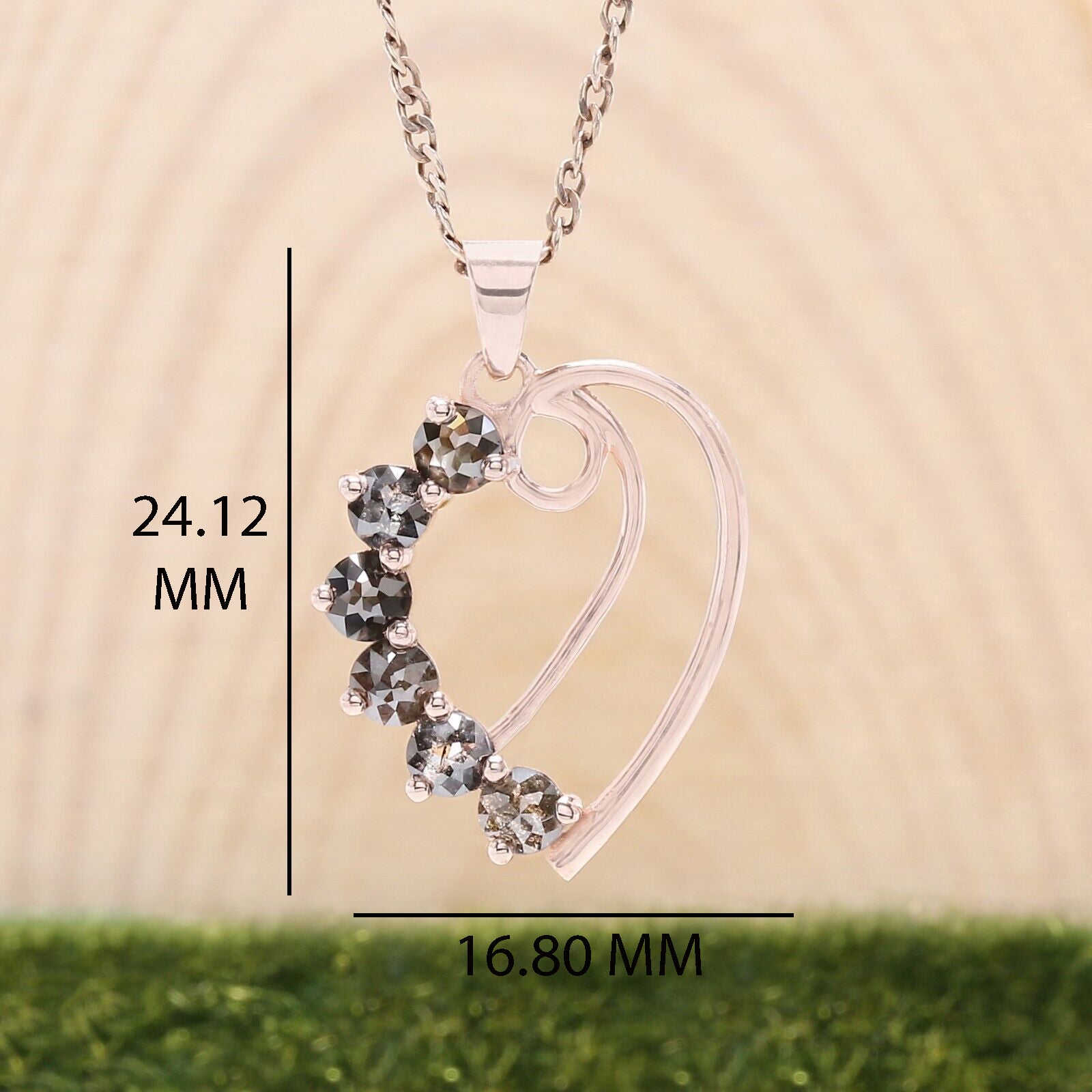 Round Rose Cut Salt And Pepper Diamond Pendant Engagement Wedding Gift Pendant 14K Solid Rose White Yellow Gold Pendant 1.04 CT KDK1379