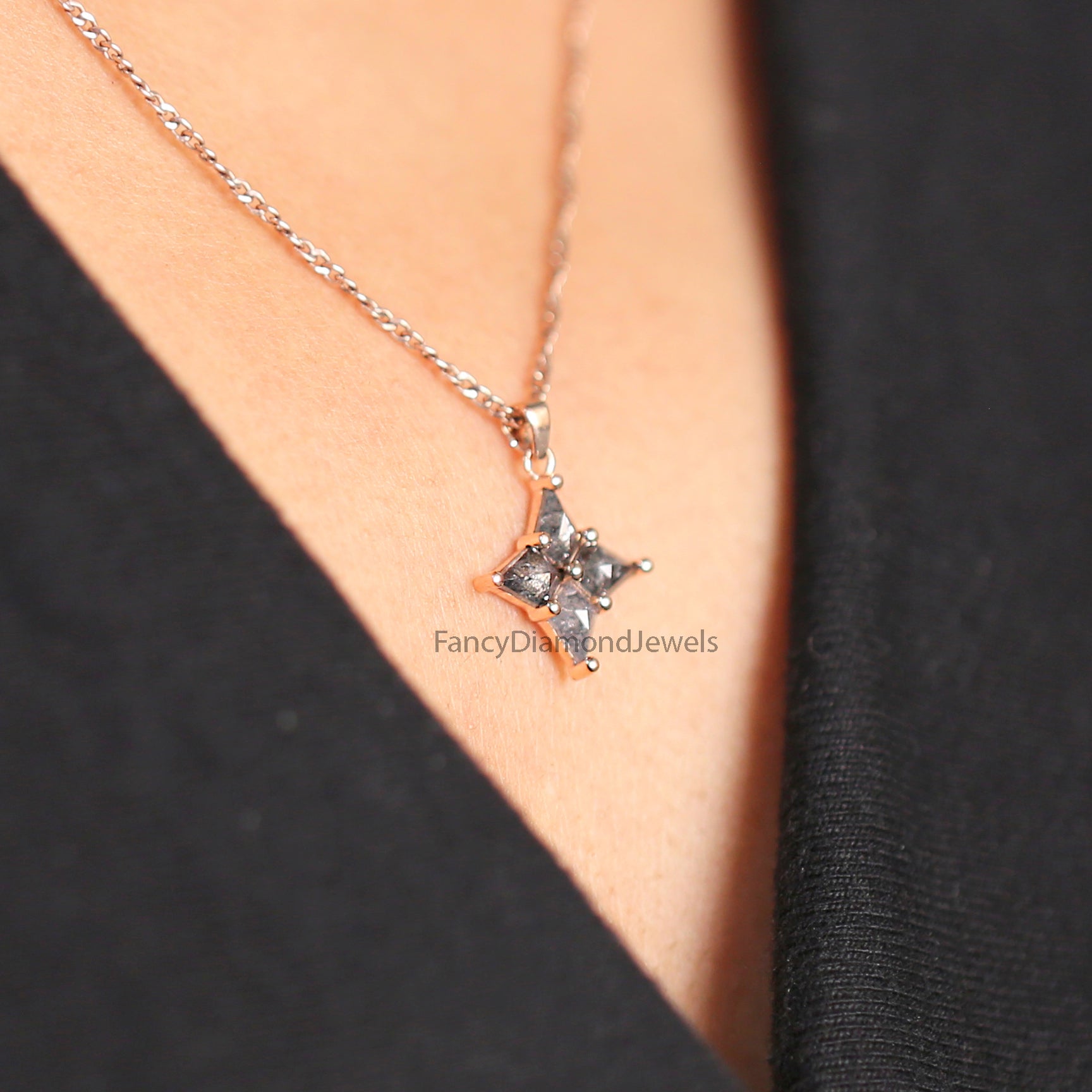 Kite Salt And Pepper Diamond Pendant, Kite Unique Diamond Pendant, Kite Dangling Diamond Pendant, No Chain Including Only Pendant, KD1094