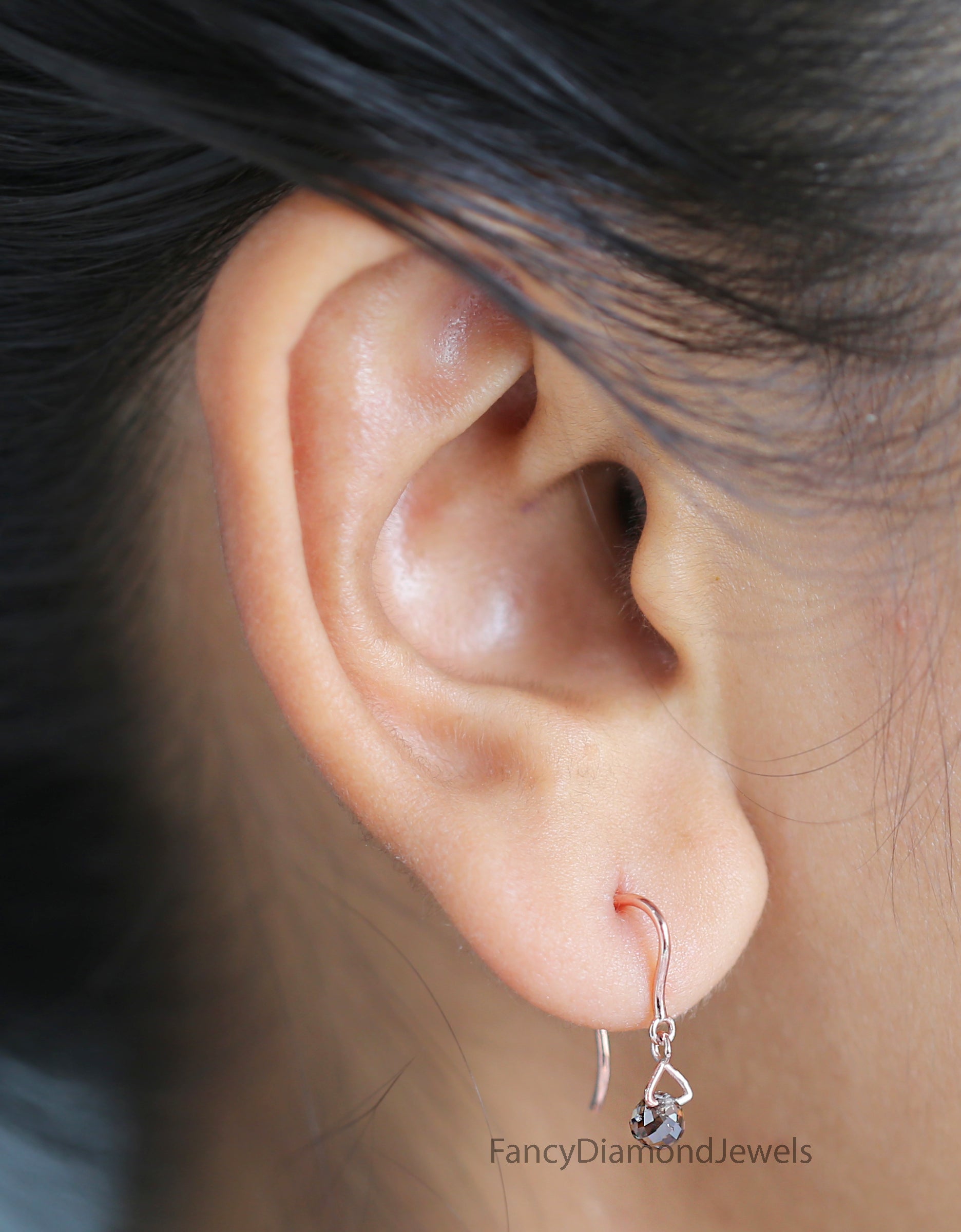 Drop Earrings, Diamond Drop Earrings, Brown Drop Earrings, Diamond Dangles Earrin, Briolette Diamond Dangling Earrings KDN878