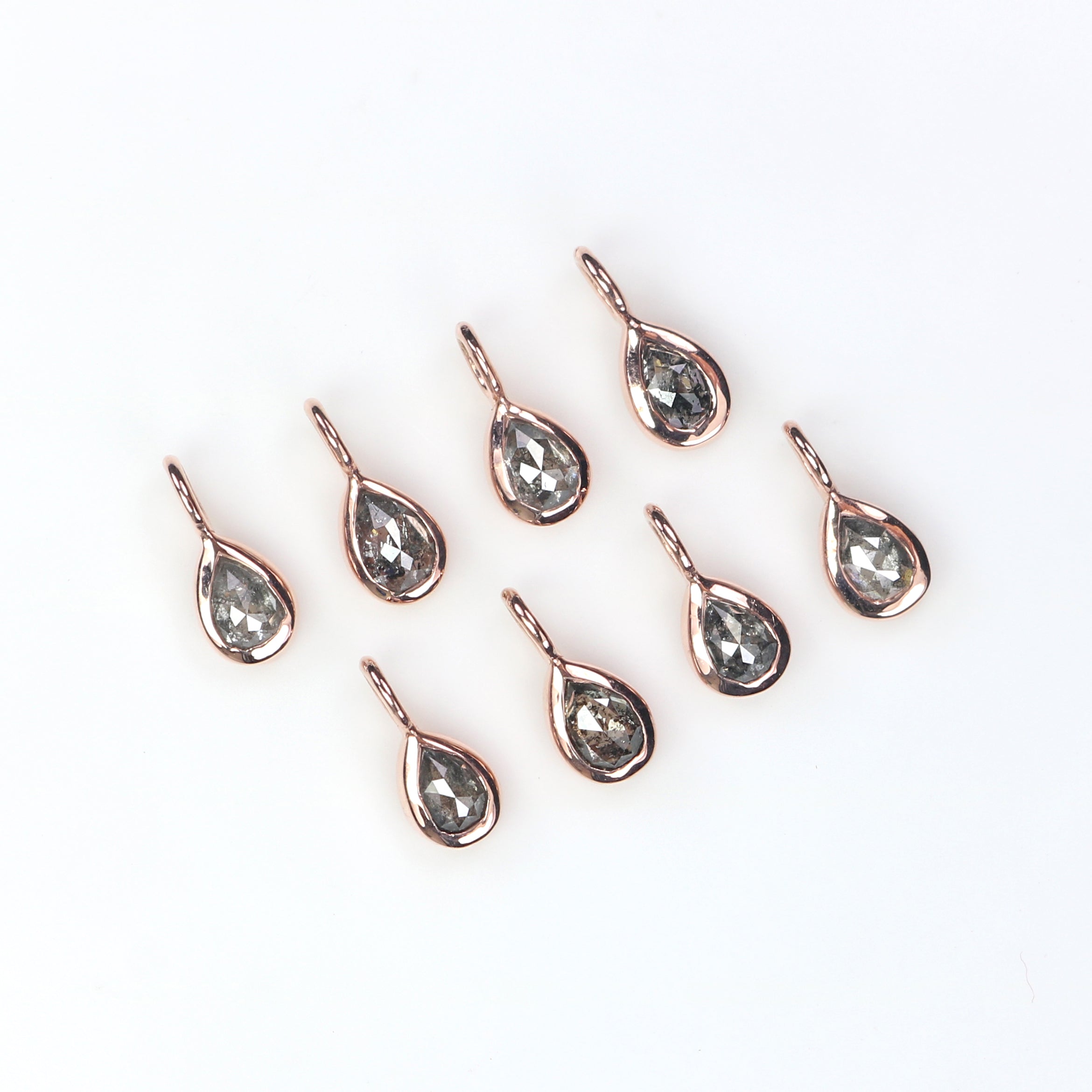 Pear Salt And Pepper Diamond Pendant Engagement Wedding Gift Pendant 14K Solid Rose White Yellow Gold Pendant KD1089