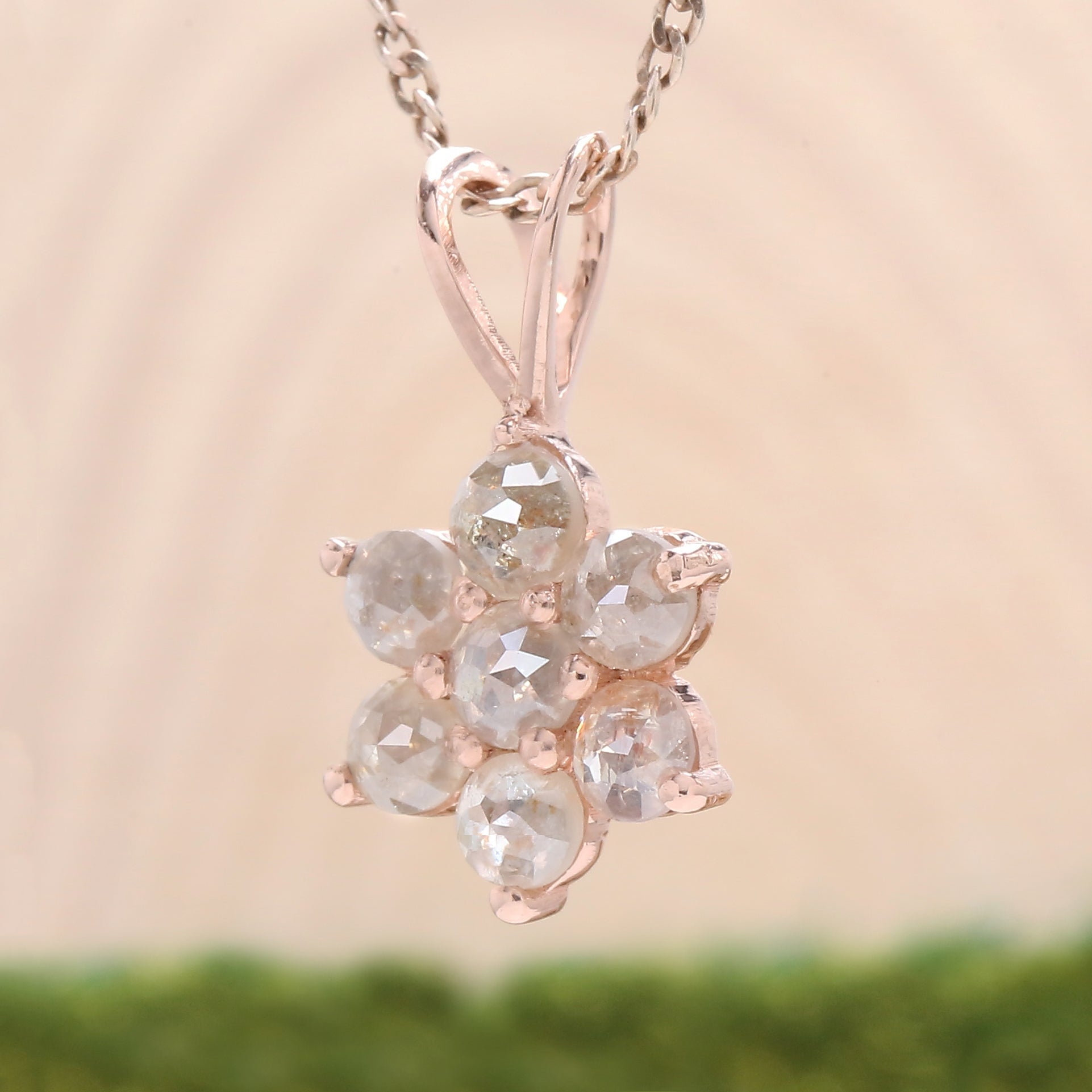 Round Rose Cut Diamond Pendant, Unique Diamond Pendant, Dangling Diamond Pendant, Round Cut Diamond, No Chain Including Only Pendant KDL1703