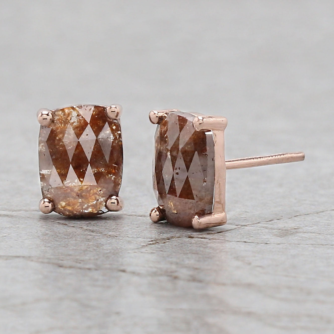 Cushion Brown Color Diamond Earring Engagement Wedding Gift Earring 14K Solid Rose White Yellow Gold Earring 2.49 CT KDN8224