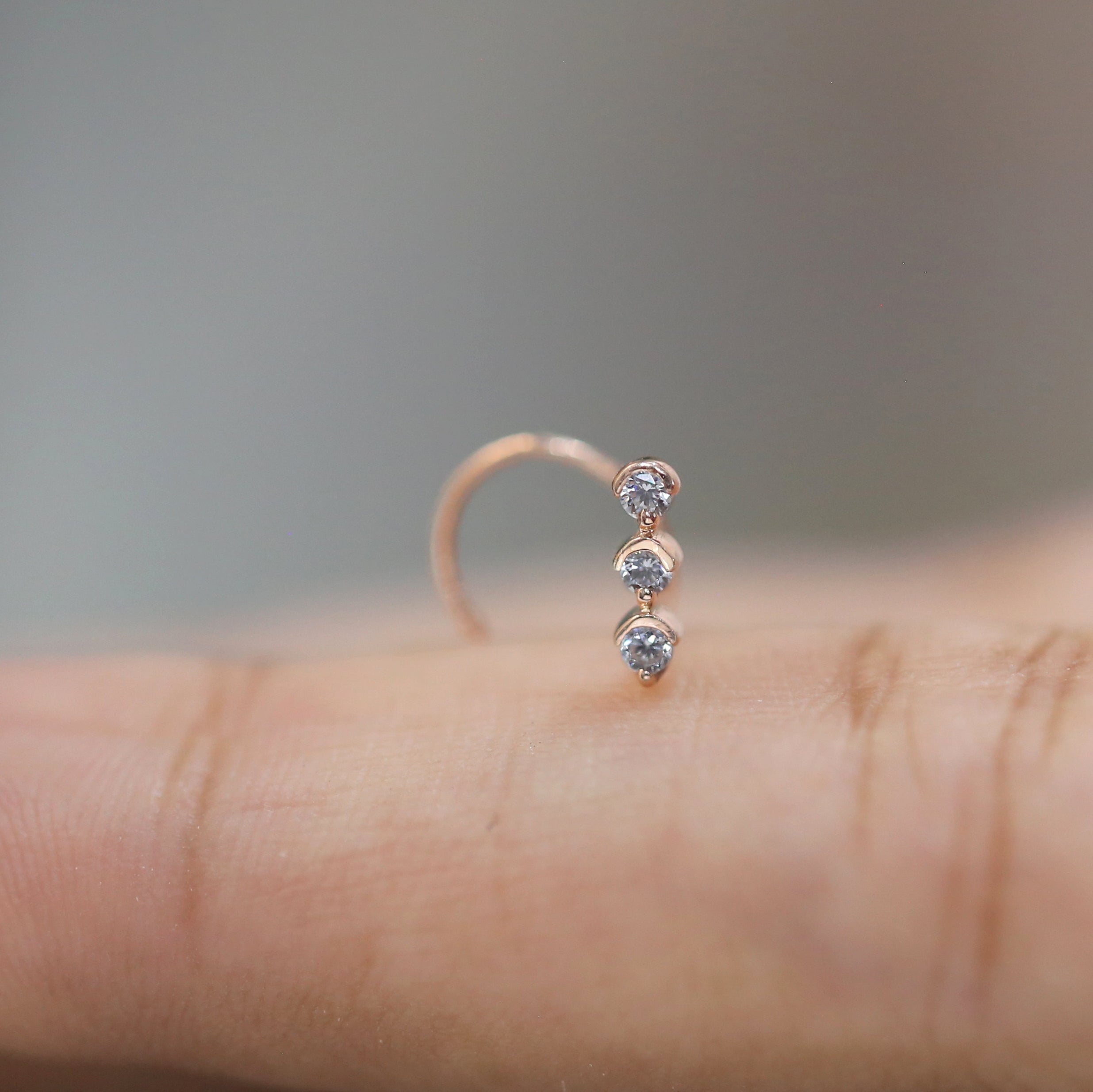 Natural White Round Diamond Nose Rings Engagement Wedding Gift Nose Ring 14K Solid Rose White Yellow Gold Nose Ring 0.05 CT KD960