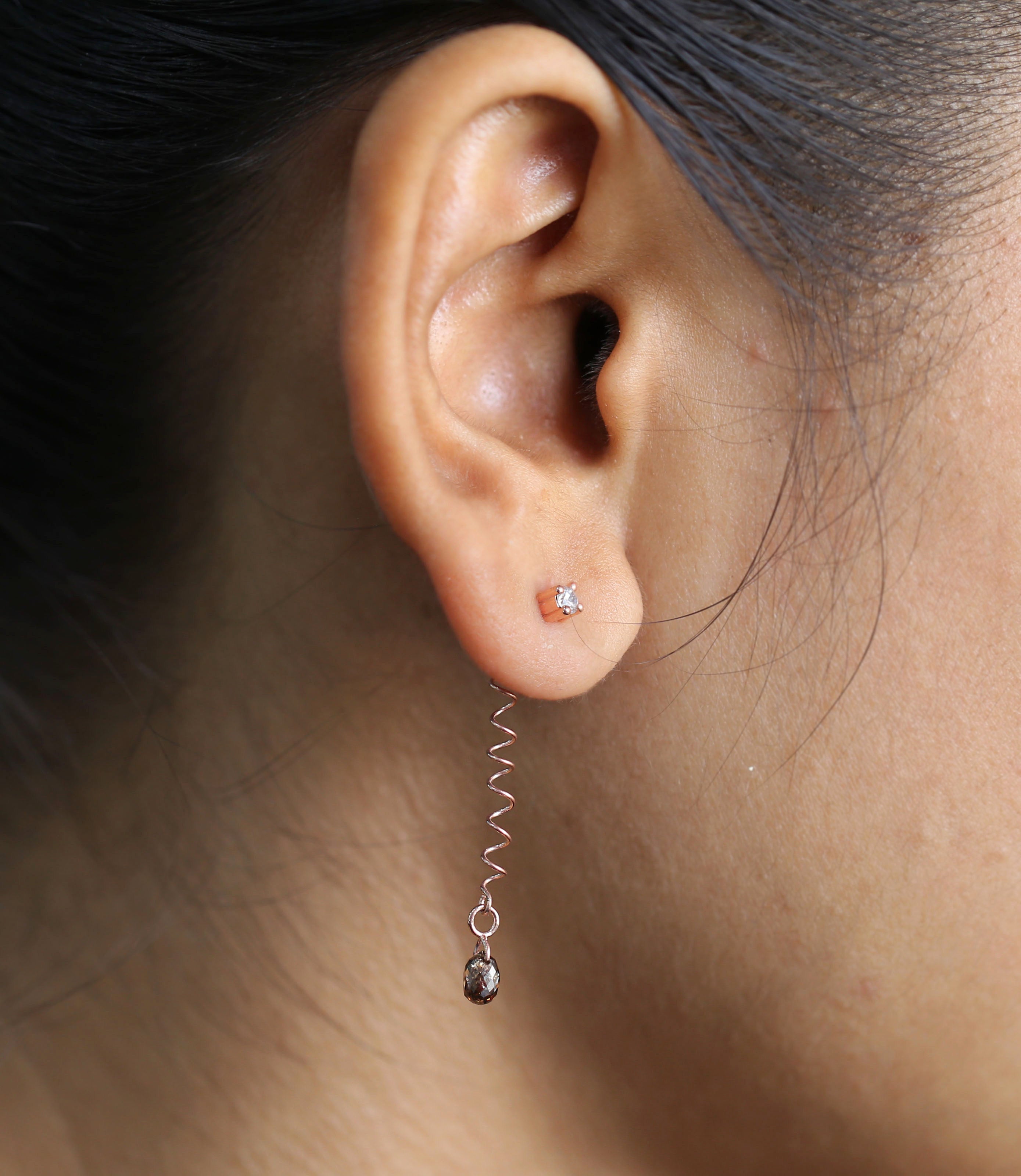 Drop Brown Color Diamond Earring Engagement Wedding Gift Earring 14K Solid Rose White Yellow Gold Earring 1.20 CT KD1223