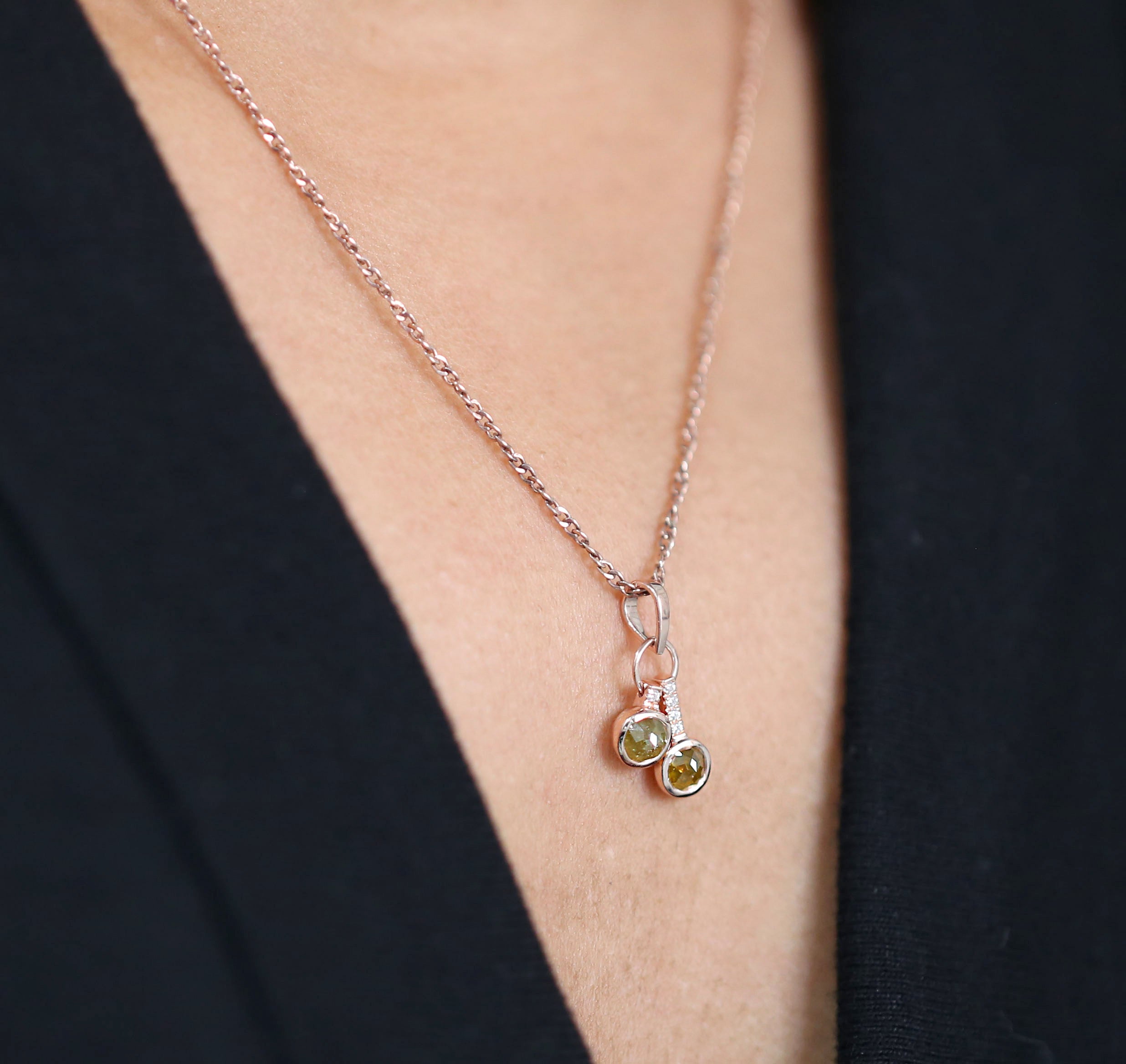 Round Rose Cut Yellow Color Diamond Pendant Engagement Wedding Gift Pendant 14K Solid Rose White Yellow Gold Pendant 0.84 CT KDK1203