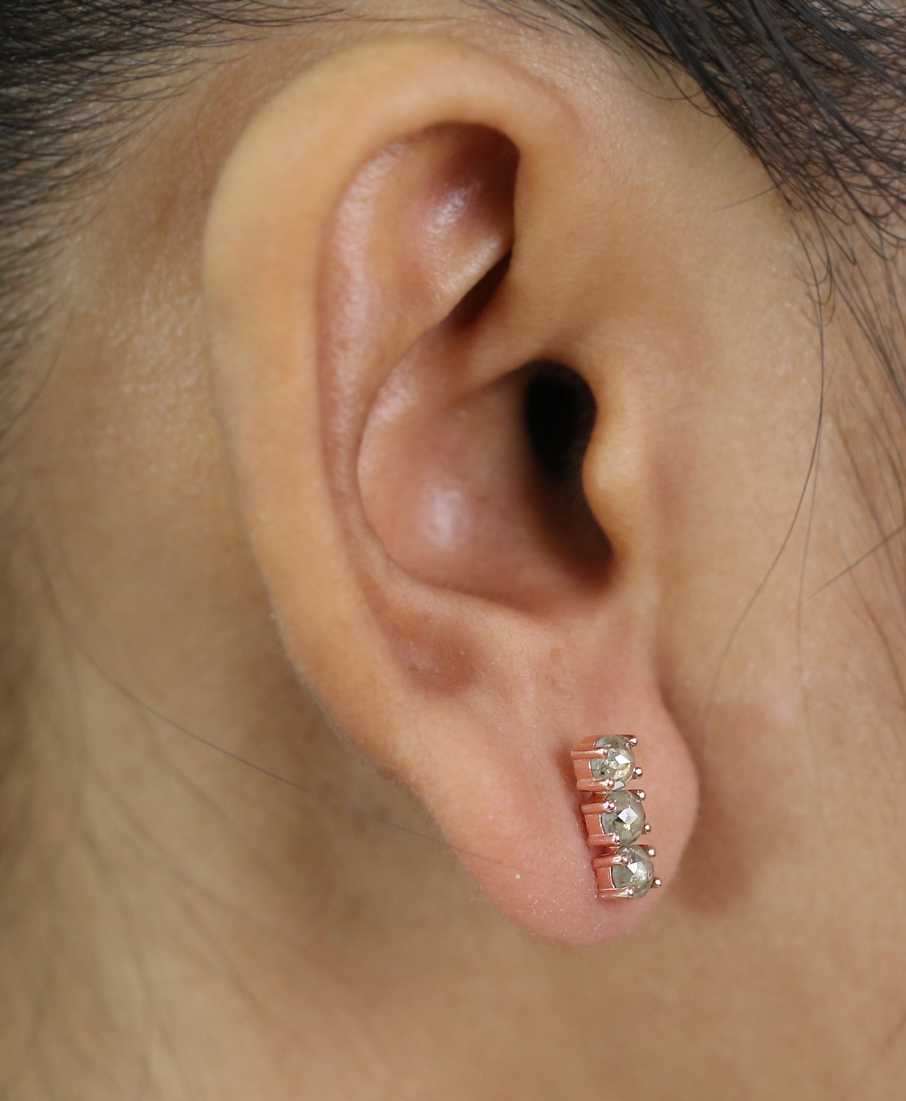 Round Rose Cut Gray Yellow Color Diamond Earring Engagement Wedding Gift Earring 14K Solid Rose White Yellow Gold Earring 1.82 CT KDL9851