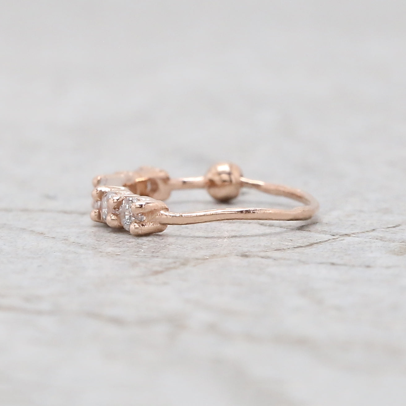 Natural White Round/Baguette Diamond Nose Rings Engagement Wedding Gift Nose Ring 14K Solid Rose White Yellow Gold Nose Ring 0.10 CT KD970