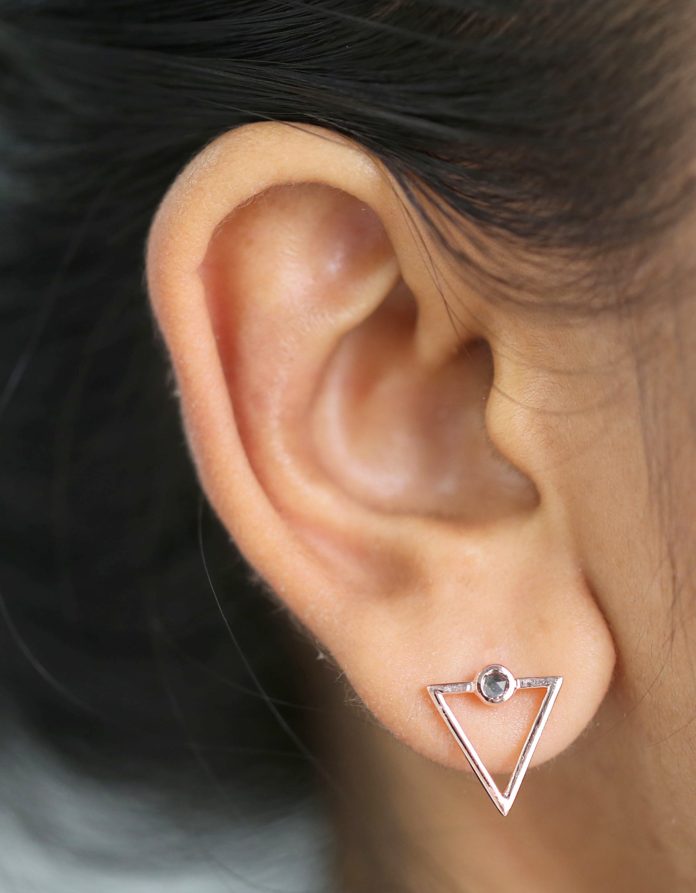 Round Rose Cut Salt And Pepper Diamond Earring Engagement Wedding Gift Earring 14K Solid Rose White Yellow Gold Earring 0.24 CT KD1082