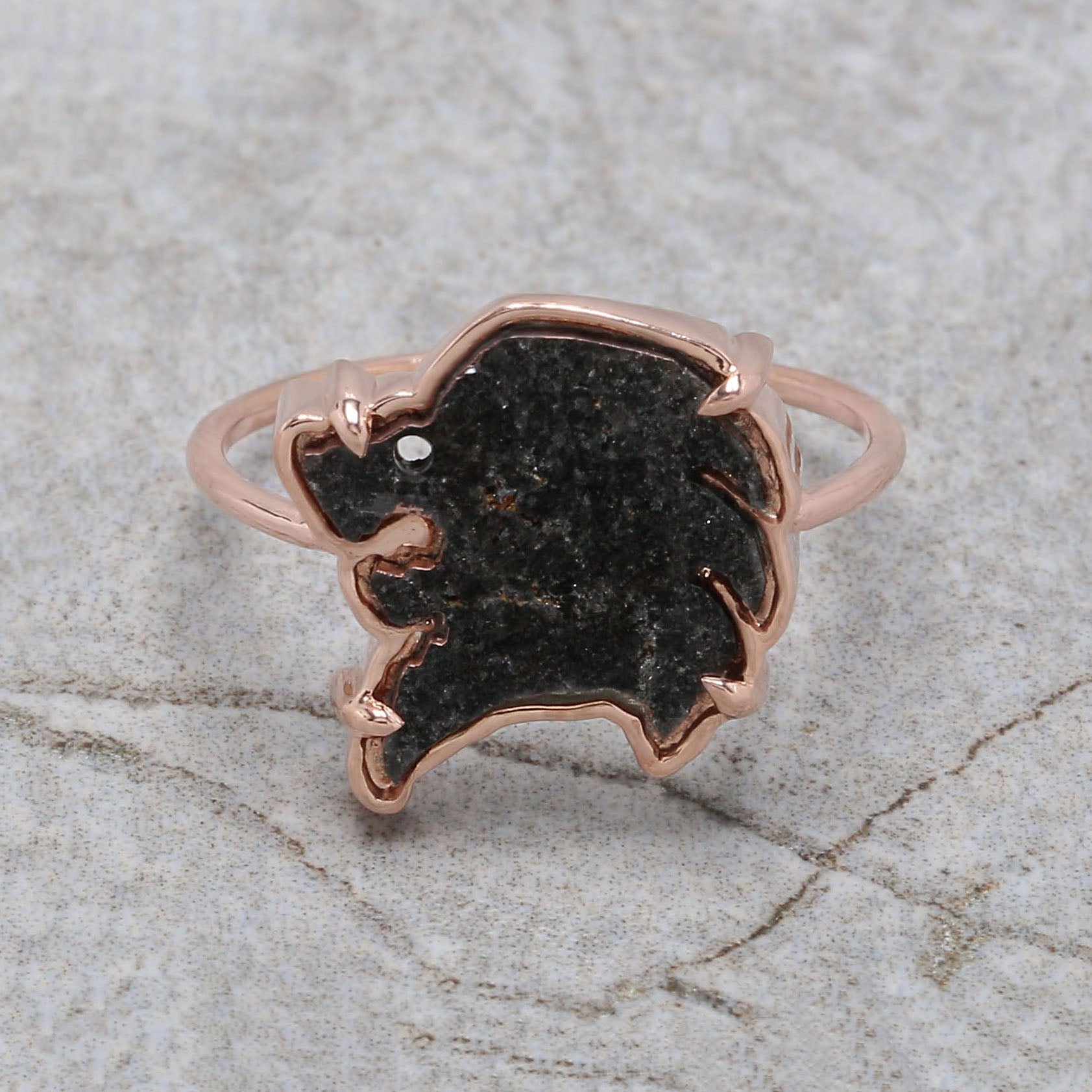 Lion Head Black Color Diamond Ring Engagement Wedding Gift Ring 14K Solid Rose White Yellow Gold Ring 1.30 CT KDL666