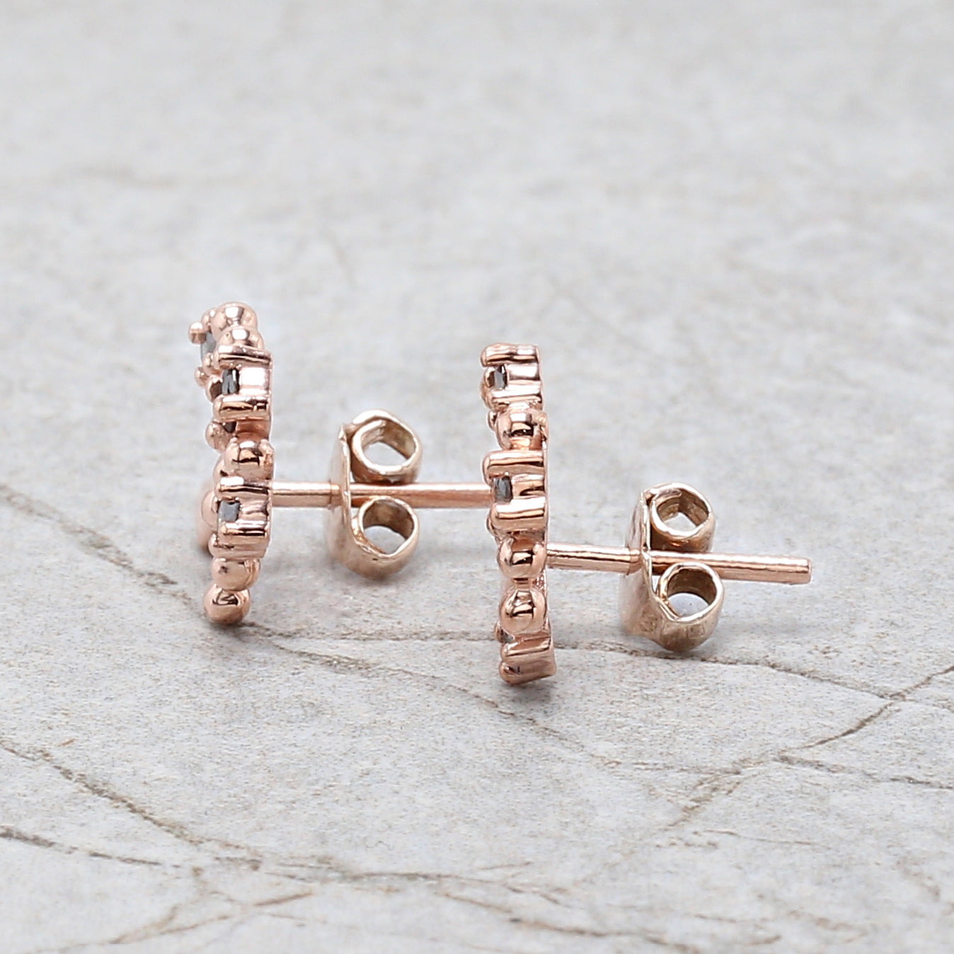 Round Salt And Pepper Diamond Earring Engagement Wedding Gift Earring 14K Solid Rose White Yellow Gold Earring 0.24 CT KD1075