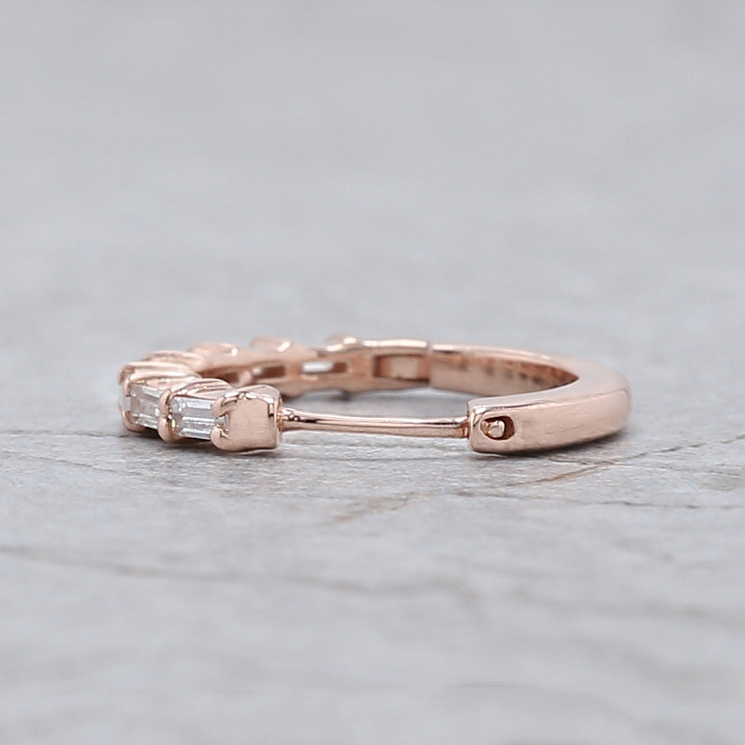 Natural White Baguette Diamond Nose Rings Engagement Wedding Gift Nose Ring 14K Solid Rose White Yellow Gold Nose Ring 0.09 CT KD1030