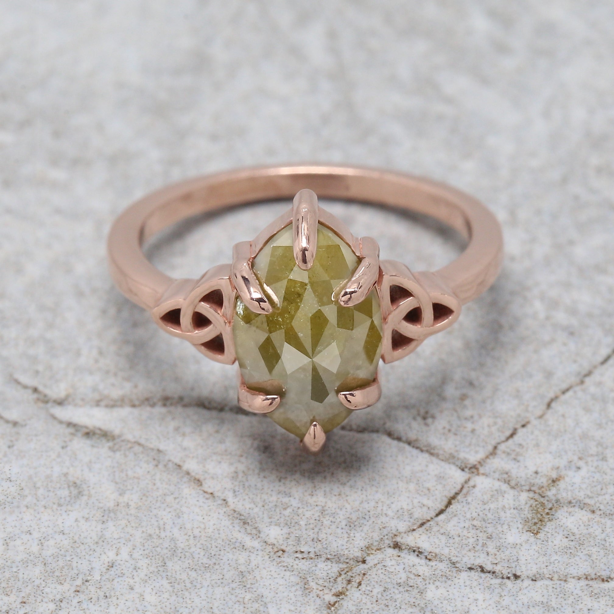 Marquise Shape Yellow Color Diamond Ring 3.06 Ct 11.60 MM Marquise Cut Diamond Ring 14K Rose Gold Silver Engagement Ring Gift For Her QL6773