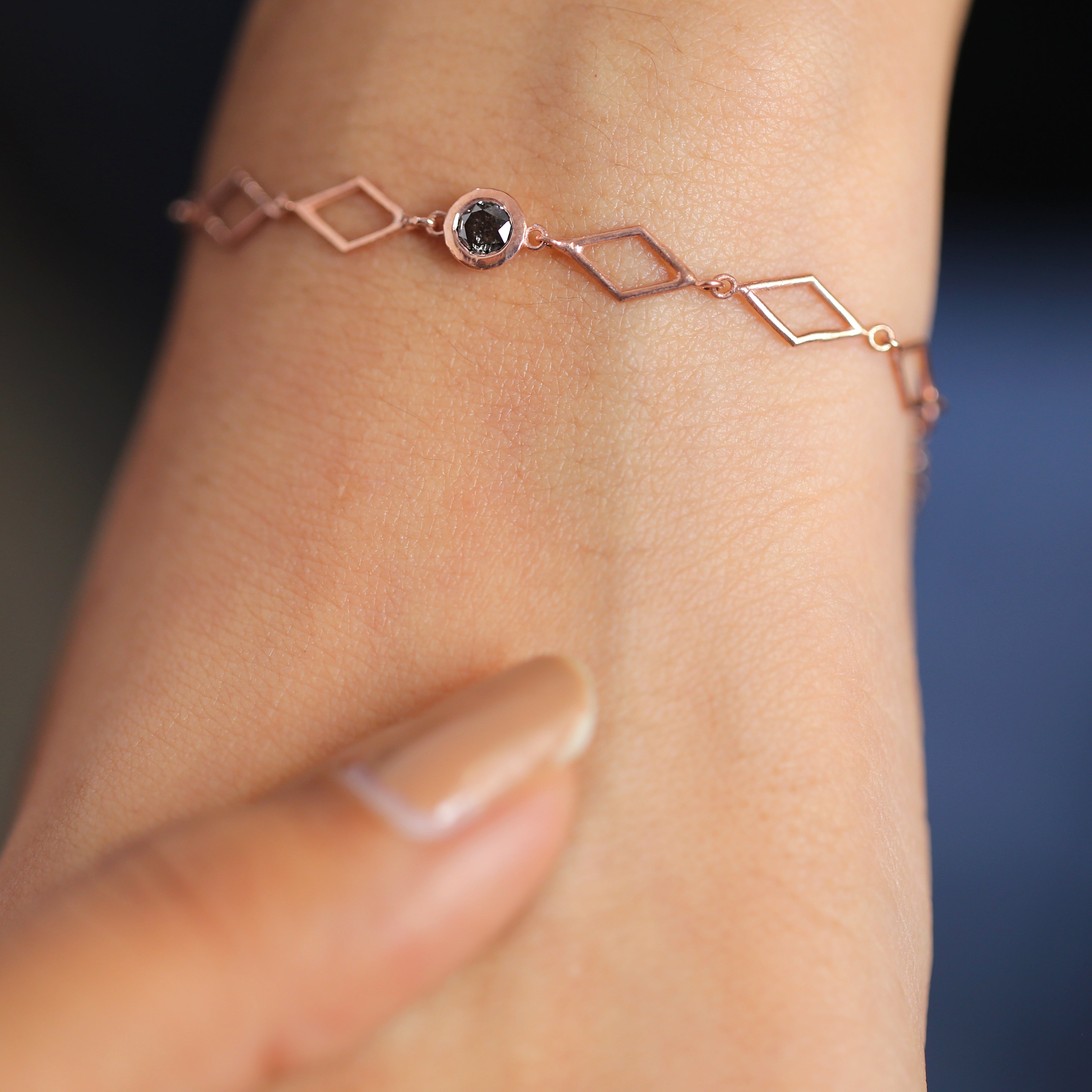 Salt And Pepper Diamond Round Brilliant Cut Bracelet 14K Solid Rose White Yellow Gold Bracelet Wedding Gift Bracelet 0.38 CT KD1188