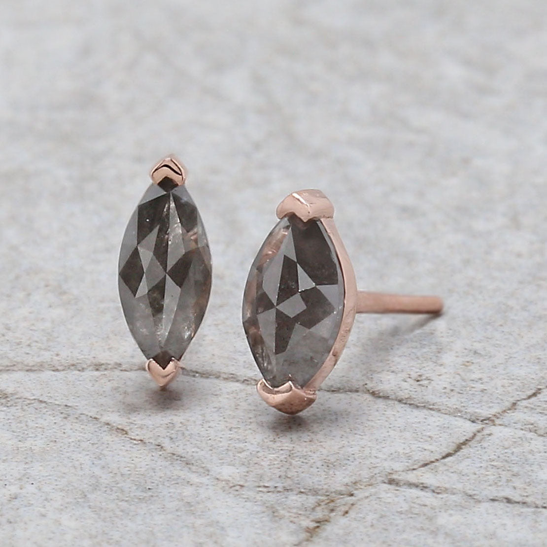 Marquise Salt and Pepper Diamond Earring Engagement Wedding Gift Earring 14K Solid Rose White Yellow Gold Earring 0.77 CT KDL1076