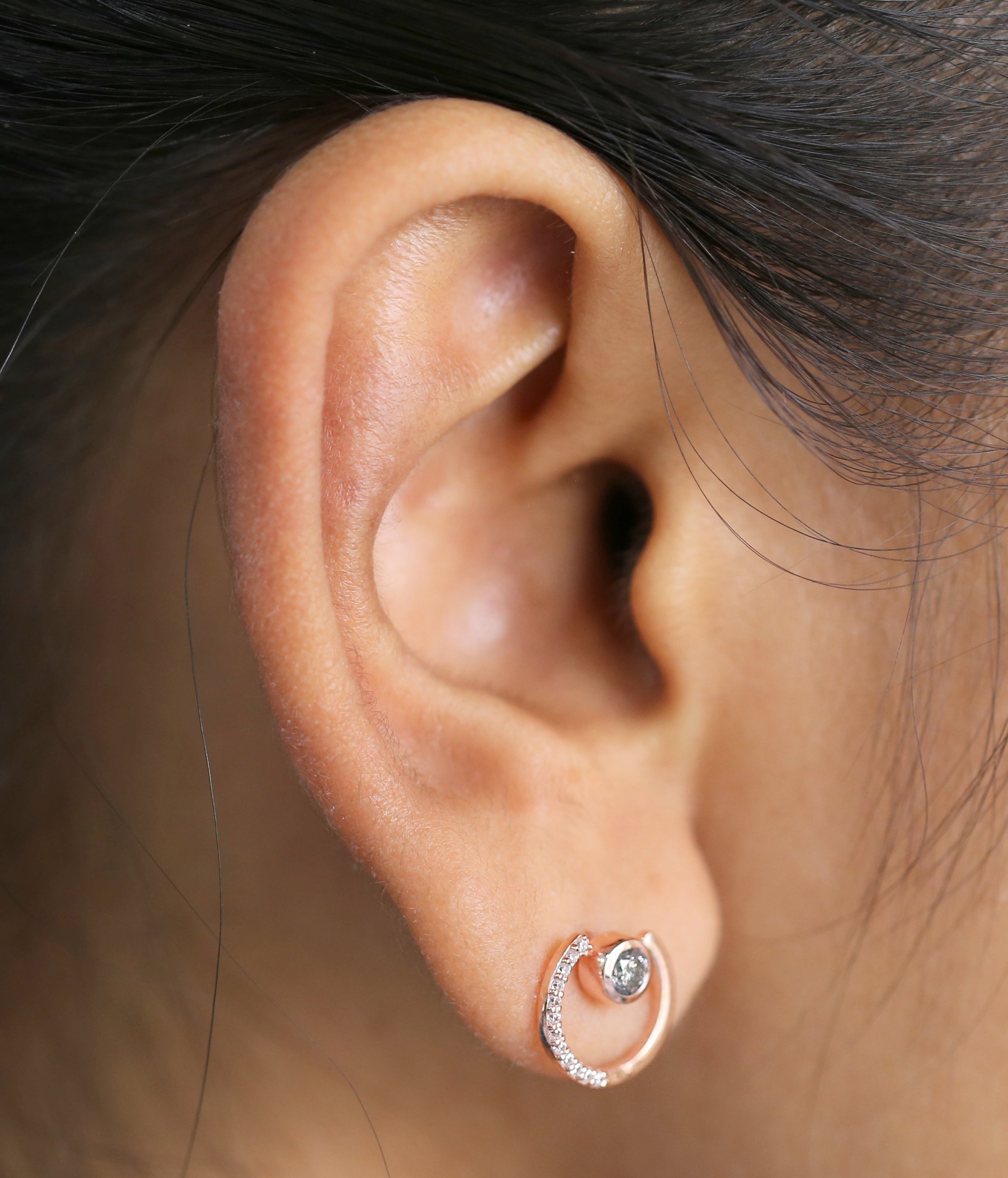 Round Salt And Pepper Diamond Earring Engagement Wedding Gift Earring 14K Solid Rose White Yellow Gold Earring 0.32 CT KD1081