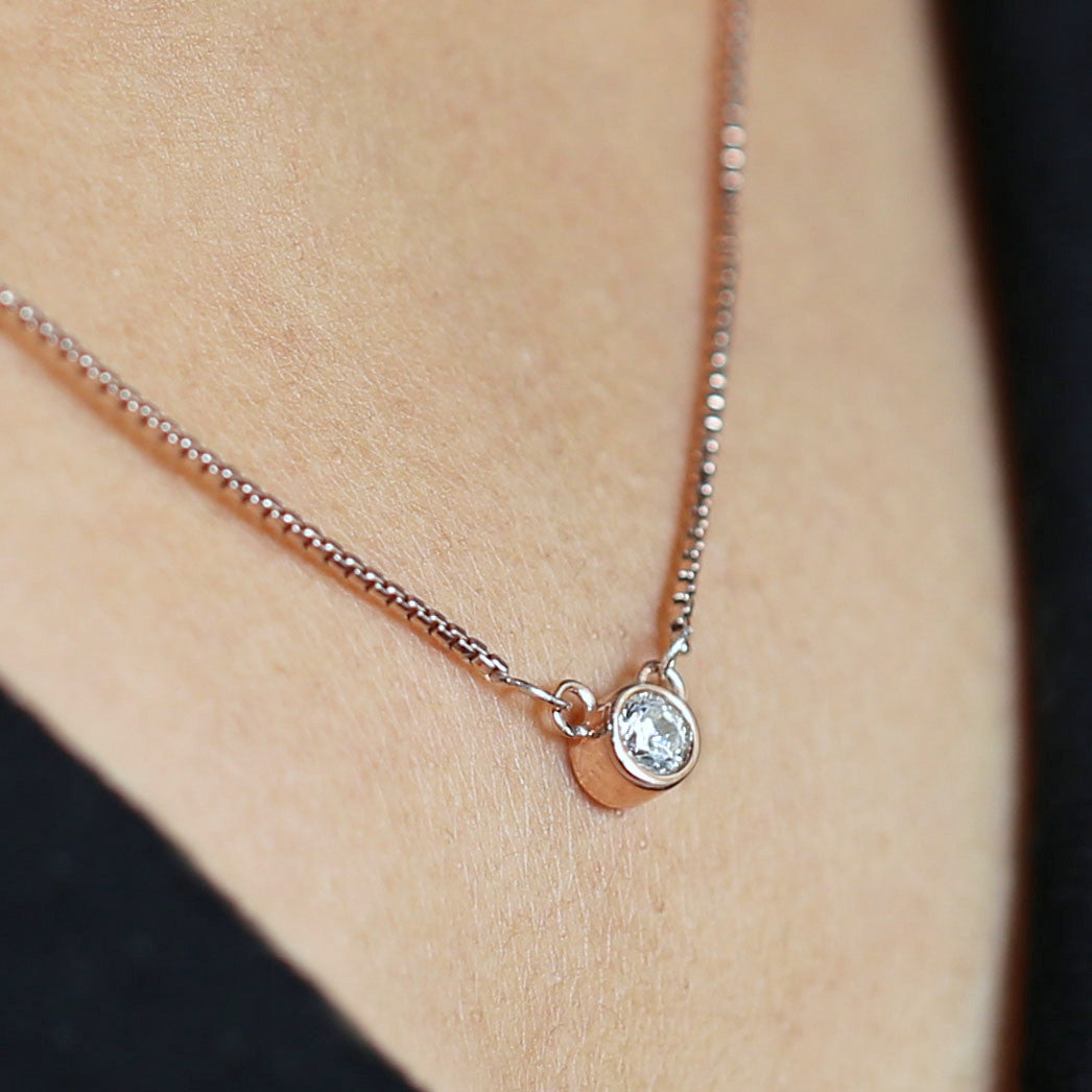 Round Brilliant Cut White Color Diamond Pendant Engagement Wedding Gift Pendant 14K Solid Rose White Yellow Gold Pendant 0.17 CT KD1002