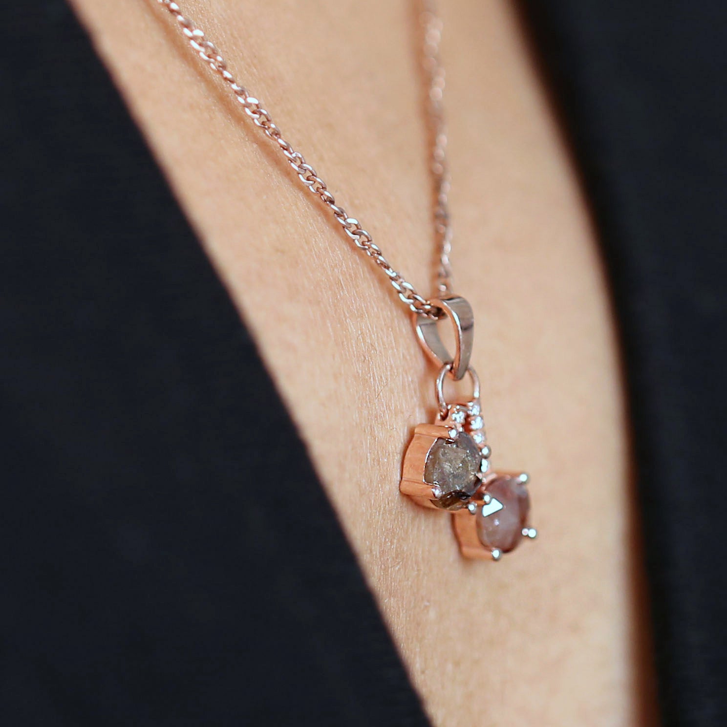 Round Rose Cut Diamond Pendant, Unique Diamond Pendant, Brown Diamond Pendant, Brown Round Pendant, No Chain Including Only Pendant, KDL6348