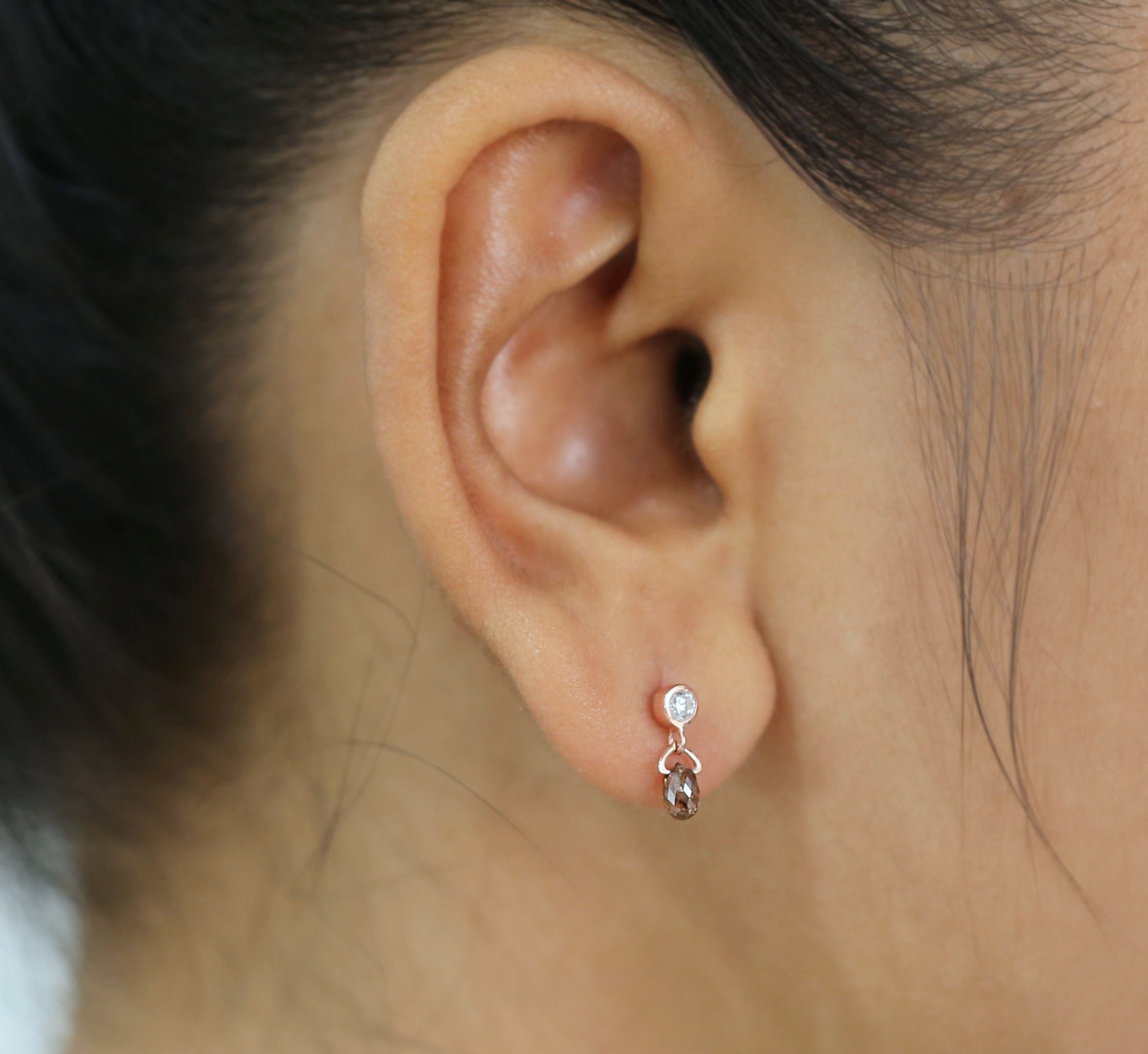 Drop Brown Color Diamond Earring Engagement Wedding Gift Earring 14K Solid Rose White Yellow Gold Earring 0.76 CT KDL9480