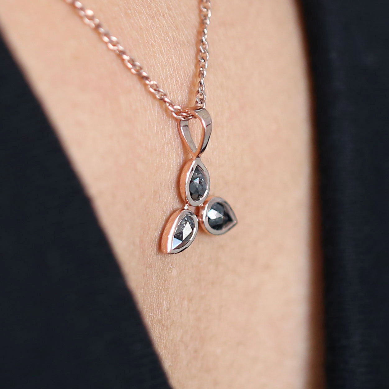 Pear Salt And Pepper Diamond Pendant, Unique Diamond Pendant, Salt And Pepper Diamond Pendant, No Chain Including Only Pendant, KDL1980