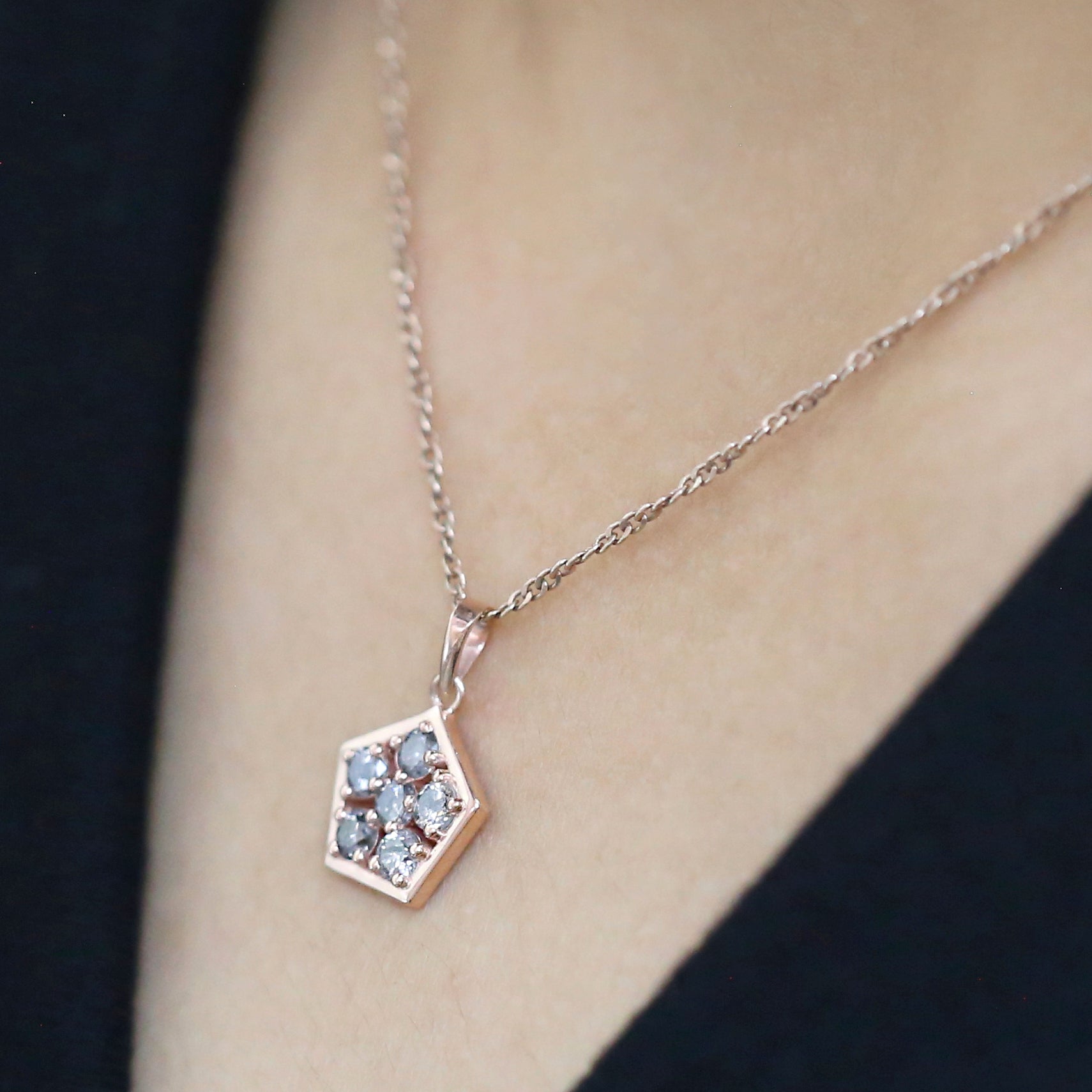 Round Brilliant Cut Salt And Pepper Diamond Pendant, Unique Diamond Pendant, Round Diamond Pendant, No Chain Including Only Pendant KDL1396