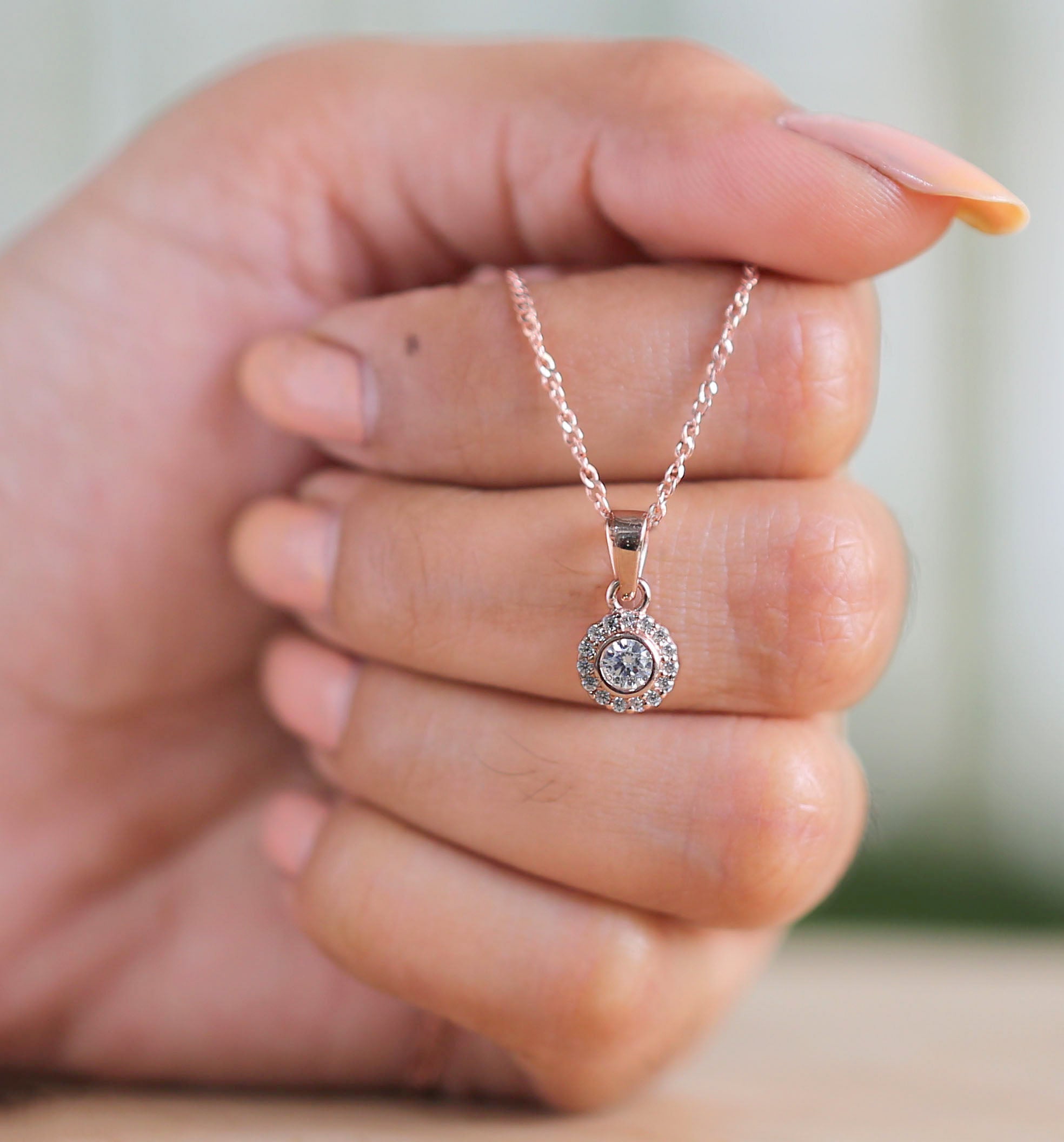 Round Brilliant Cut White Color Diamond Pendant Engagement Wedding Gift Pendant 14K Solid Rose White Yellow Gold Pendant 0.26 CT KD1004