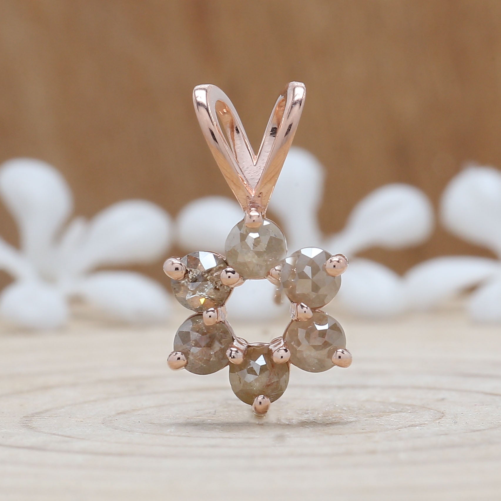 Round Rose Cut Diamond Pendant, Unique Diamond Pendant, Dangling Diamond Pendant, Round Cut Diamond,No Chain Including Only Pendant KDN7667