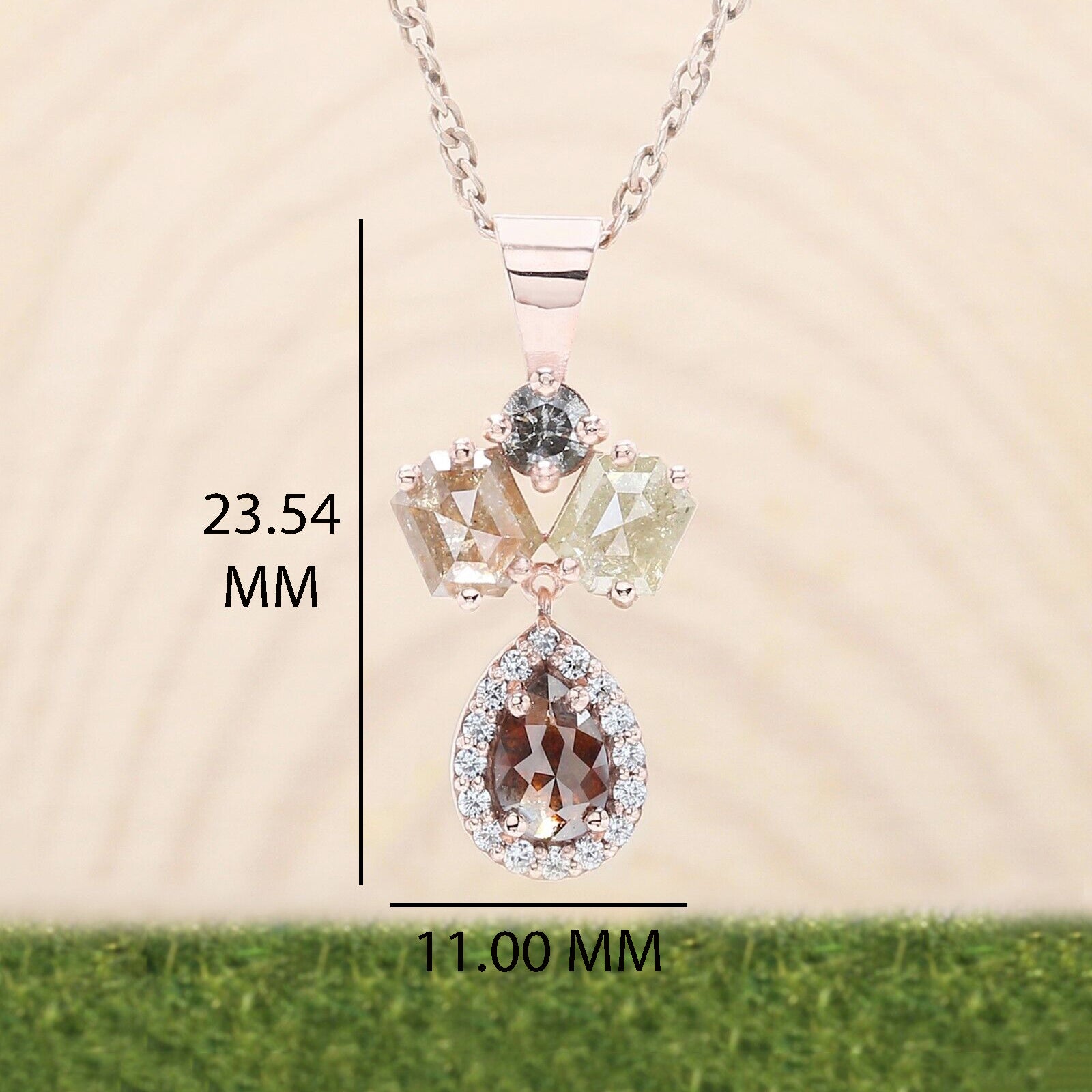 Mix Shape Salt And Pepper Diamond Pendant, Unique Diamond Pendant, Salt And Pepper Diamond Pendant, No Chain Including Only Pendant, KDL647