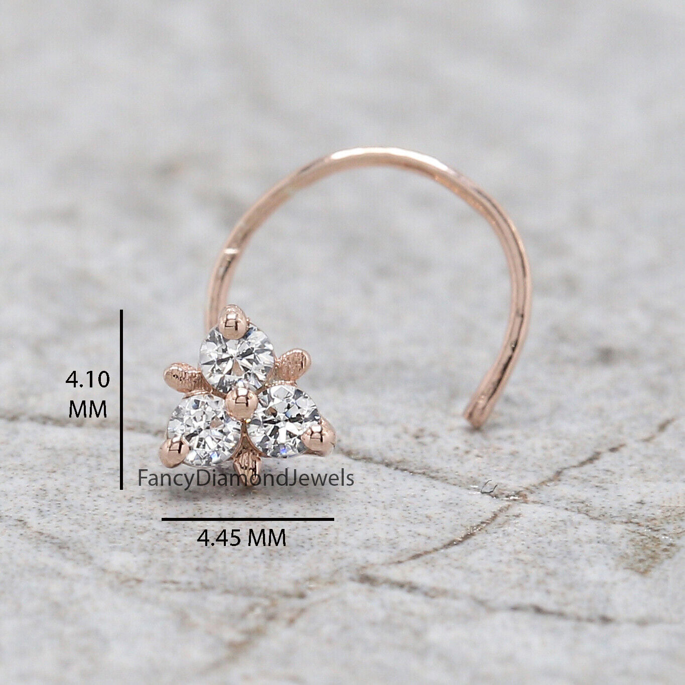 Natural White Round Diamond Nose Rings Engagement Wedding Gift Nose Ring 14K Solid Rose White Yellow Gold Nose Ring 0.08 CT KD958