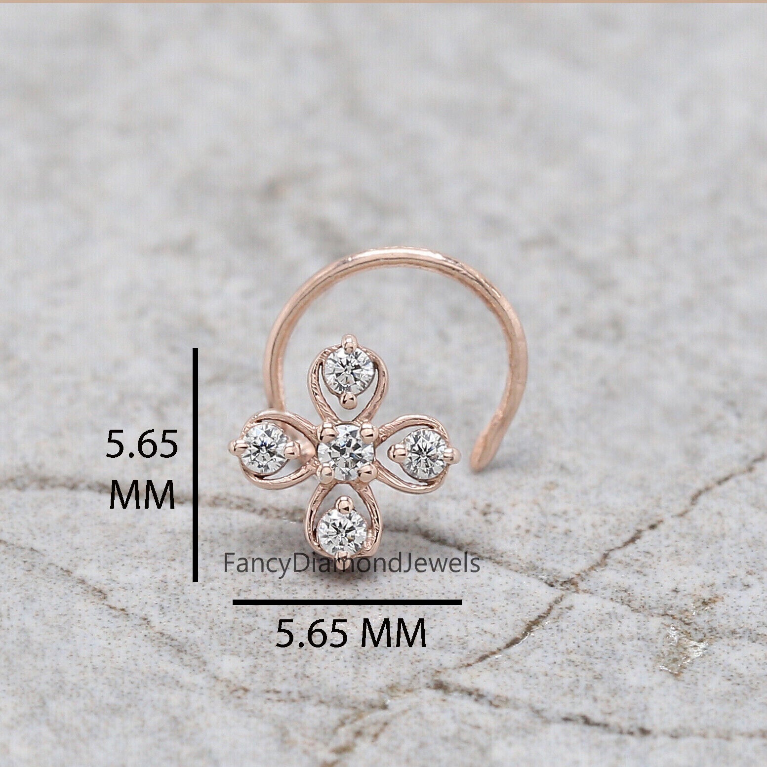 Natural White Round Diamond Nose Rings Engagement Wedding Gift Nose Ring 14K Solid Rose White Yellow Gold Nose Ring 0.07 CT KD954