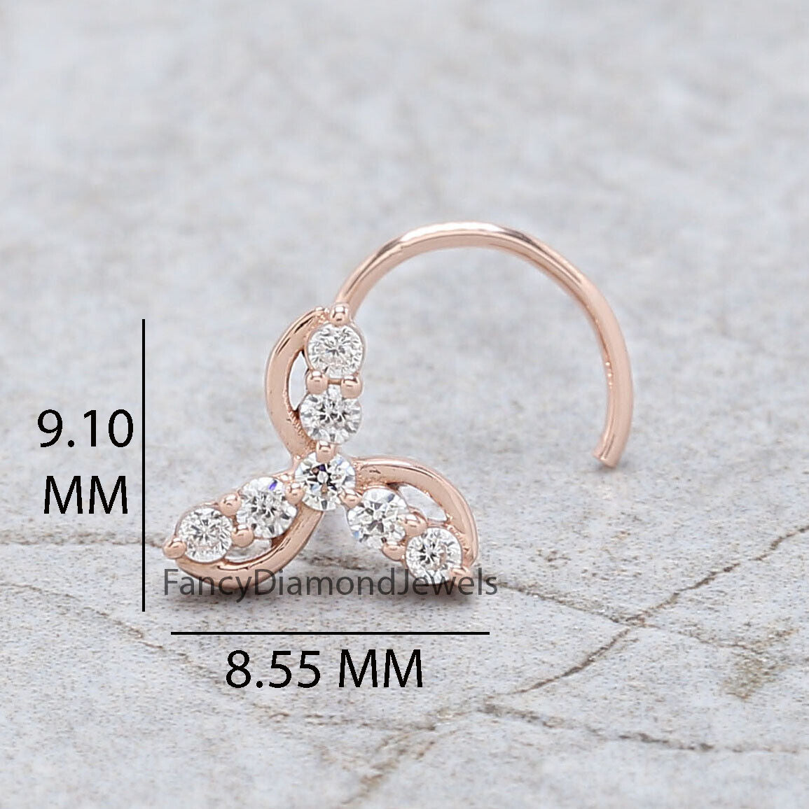 Natural White Round Diamond Nose Rings Engagement Wedding Gift Nose Ring 14K Solid Rose White Yellow Gold Nose Ring 0.11 CT KD1021