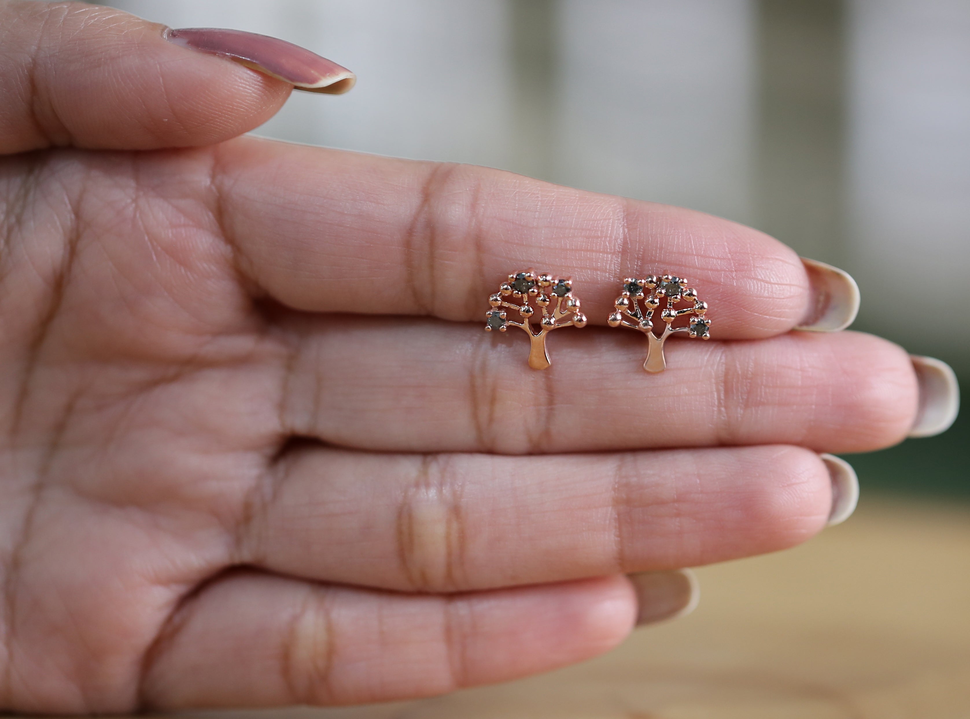 Round Salt And Pepper Diamond Earring Engagement Wedding Gift Earring 14K Solid Rose White Yellow Gold Earring 0.24 CT KD1075