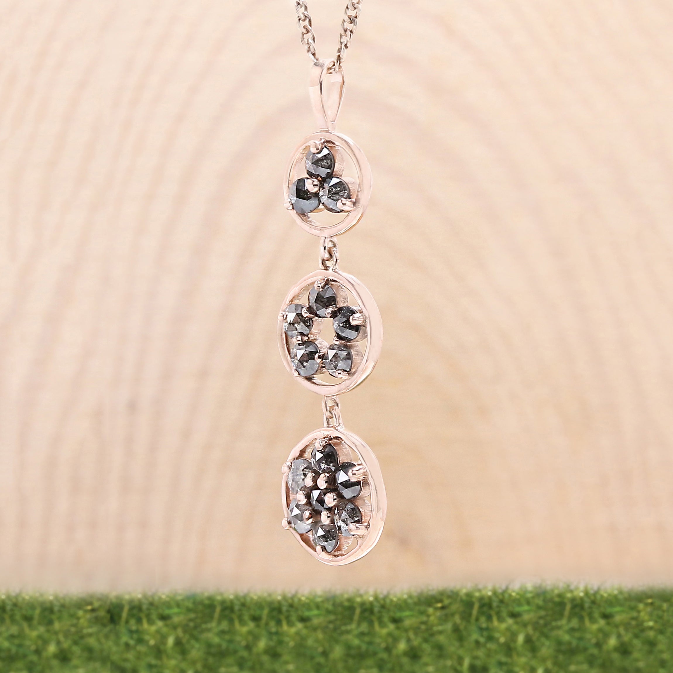 Round Rose Cut Salt And Pepper Diamond Pendant, Unique Diamond Pendant, Rose Cut Diamond Pendant, No Chain Including Only Pendant KDL1822