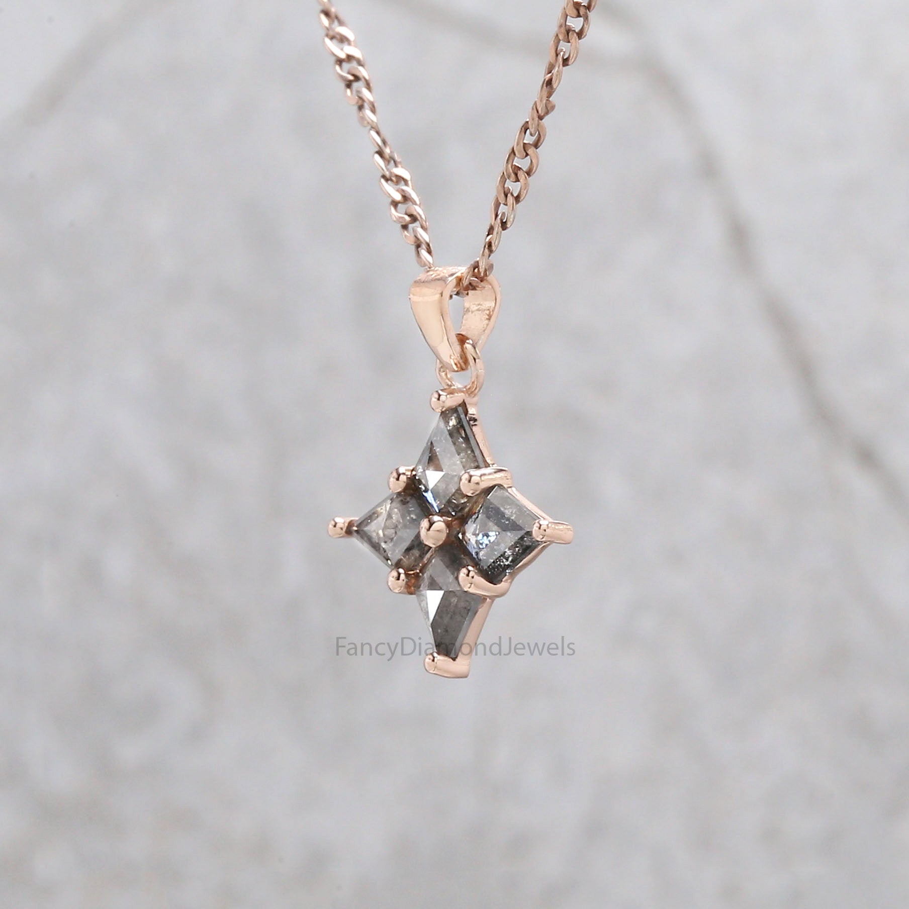 Kite Salt And Pepper Diamond Pendant, Unique Diamond Pendant, Salt And Pepper Diamond Pendant, Kite Pendant, Dangling Diamond Pendant KD1096