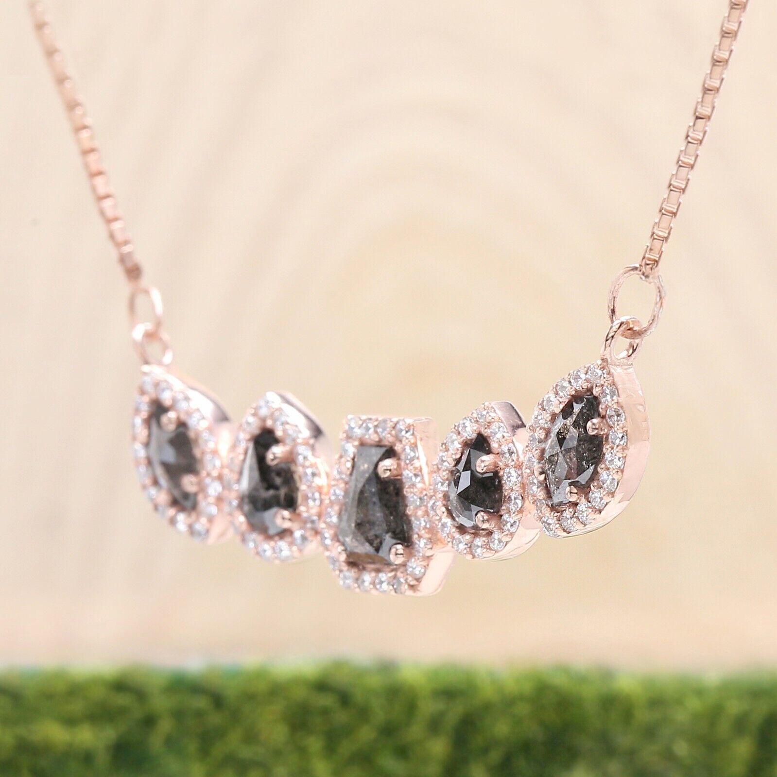 Mix Shape Salt And Pepper Diamond Pendant Engagement Wedding Gift Pendant 14K Solid Rose White Yellow Gold Pendant 1.17 CT KDN1804