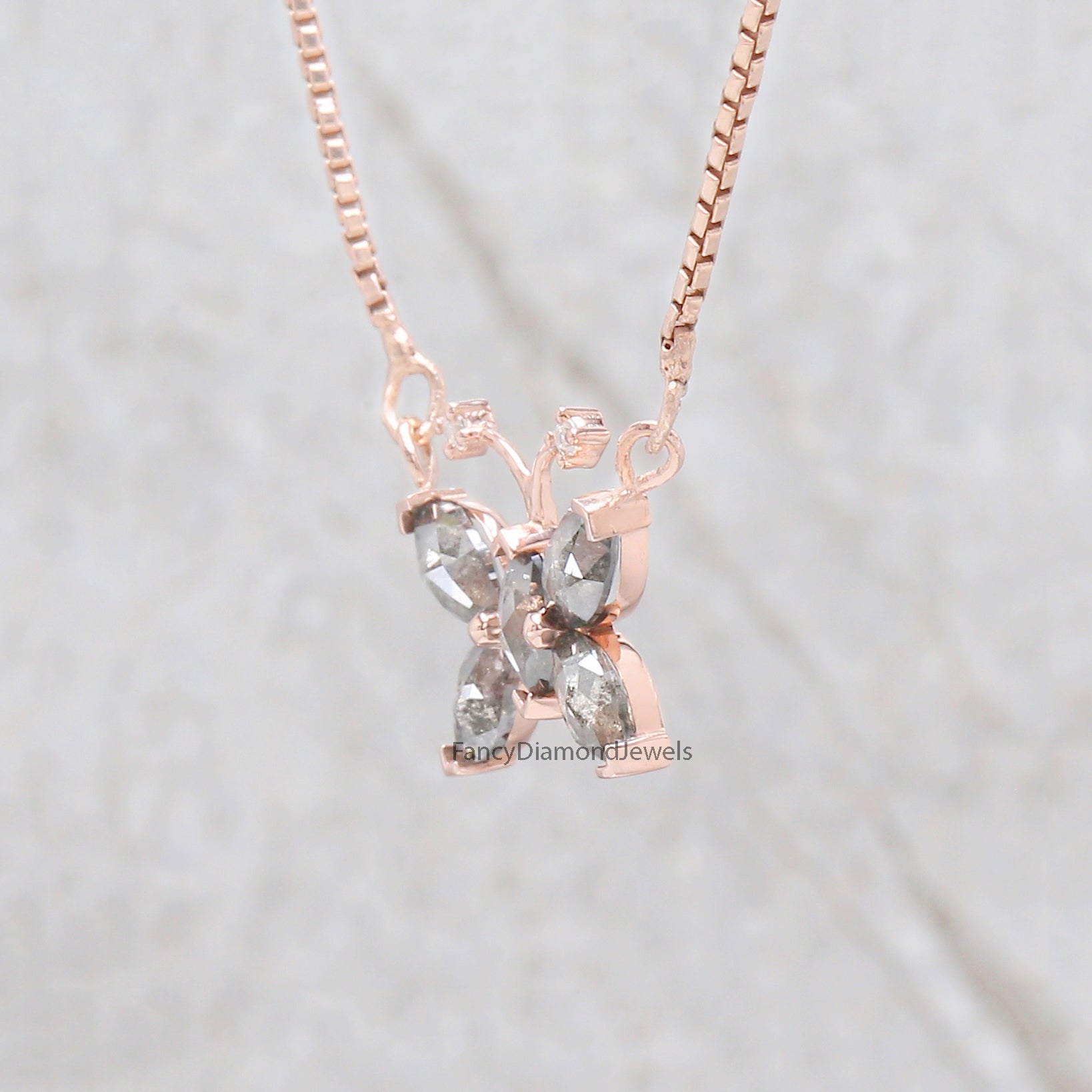 Marquise Cut Salt And Pepper Diamond Pendant 1.03 Ct 5.82 MM Marquise Diamond Pendant 14K Solid Rose Gold Silver Engagement Pendant QL2665