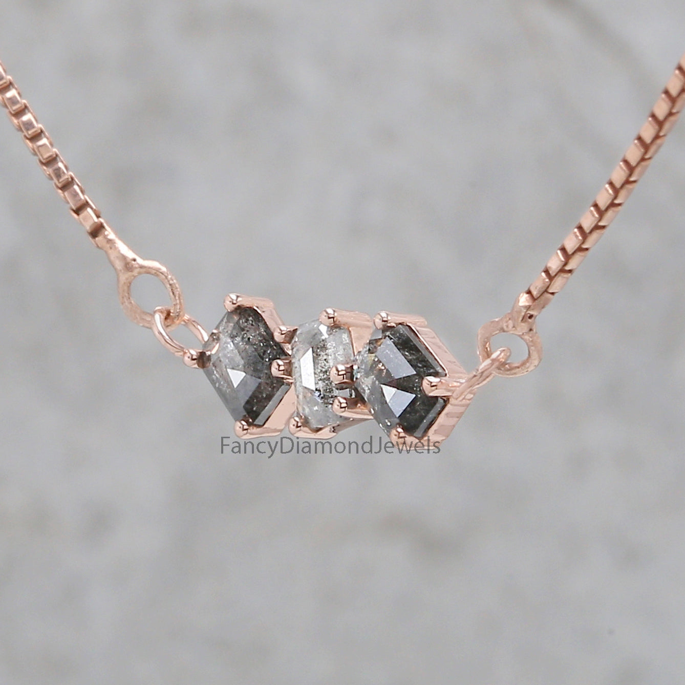 Emerald Salt And Pepper Diamond Pendant, Unique Diamond Pendant, Salt And Pepper Diamond Pendant, Emerald Double Chain Necklace KDK2587