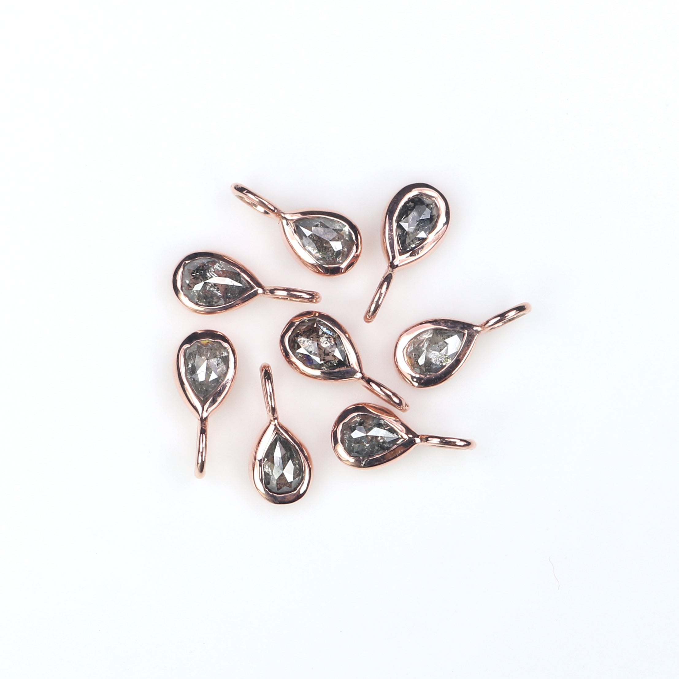 Pear Salt And Pepper Diamond Pendant Engagement Wedding Gift Pendant 14K Solid Rose White Yellow Gold Pendant KD1089