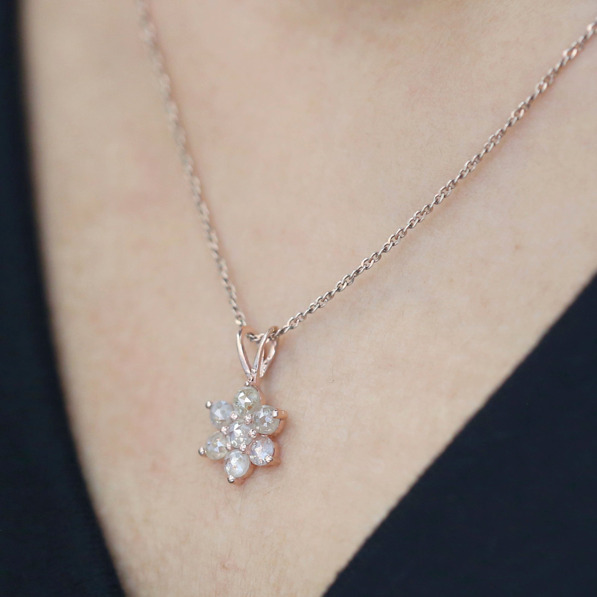 Round Rose Cut Diamond Pendant, Unique Diamond Pendant, Dangling Diamond Pendant, Round Cut Diamond, No Chain Including Only Pendant KDL1703