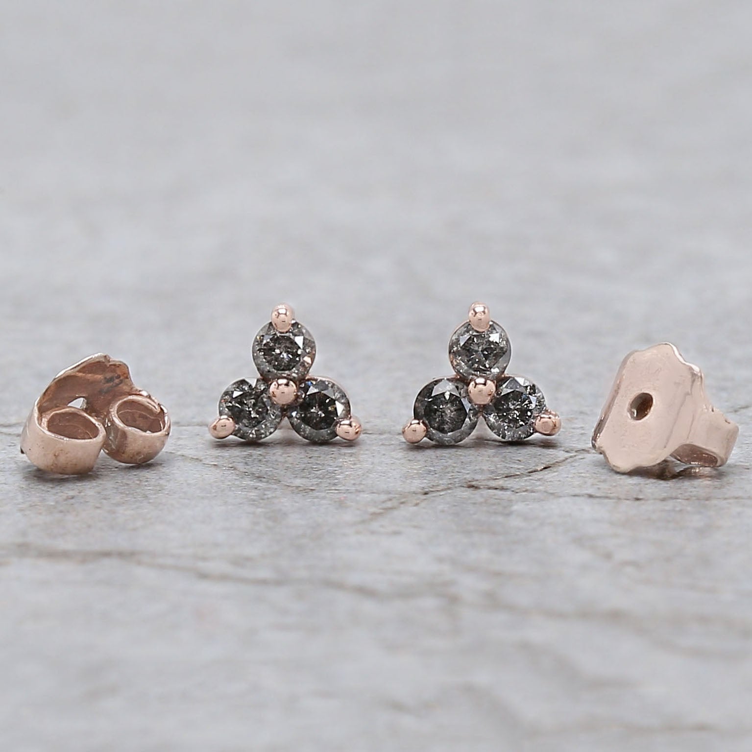 Round Salt And Pepper Diamond Earring Engagement Wedding Gift Earring 14K Solid Rose White Yellow Gold Earring 0.28 CT KD1025