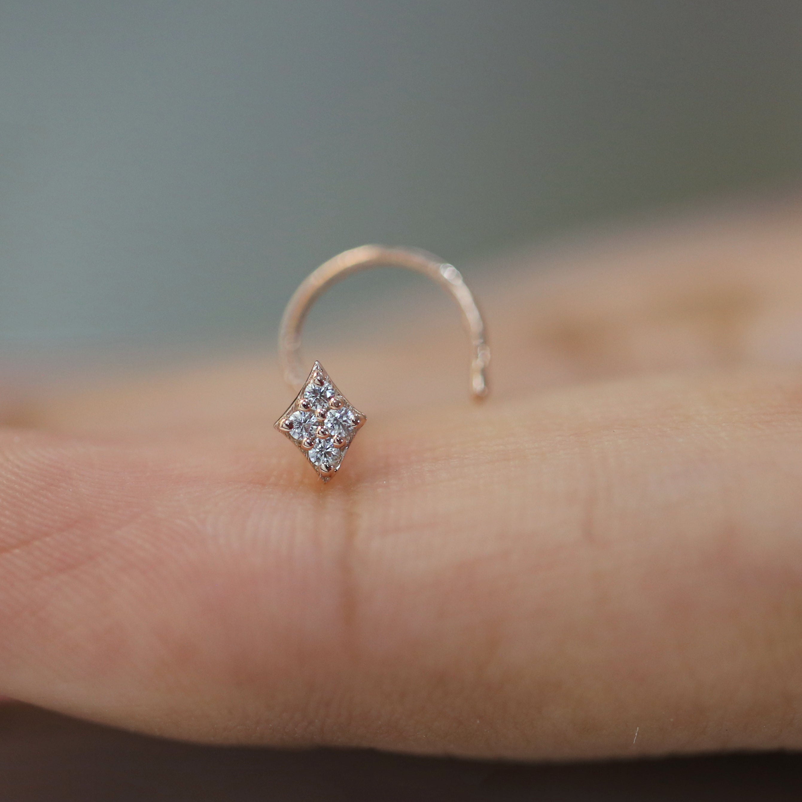 Natural White Round Diamond Nose Rings Engagement Wedding Gift Nose Ring 14K Solid Rose White Yellow Gold Nose Ring 0.03 CT KD959