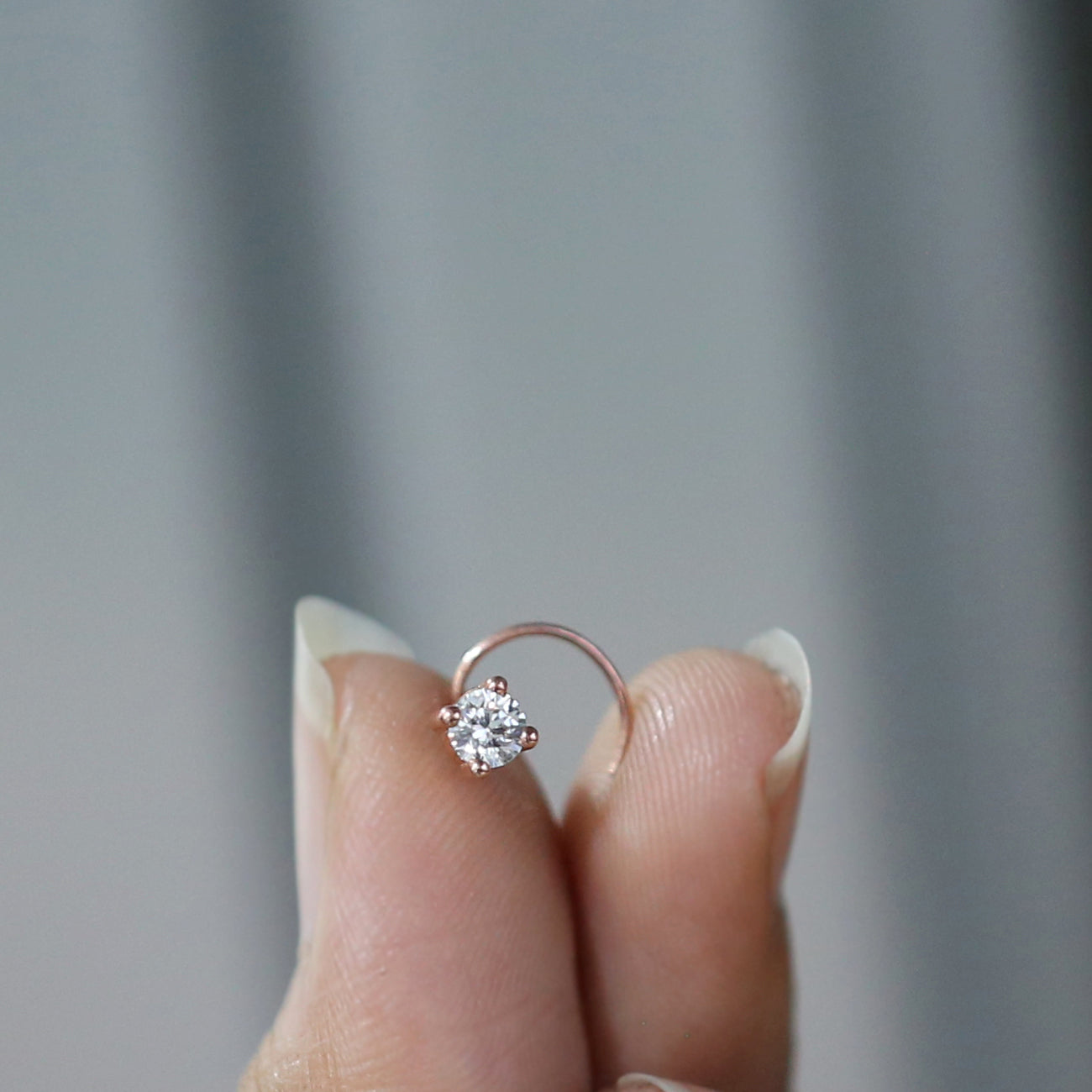 Natural White Round Diamond Nose Rings Engagement Wedding Gift Nose Ring 14K Solid Rose White Yellow Gold Nose Ring 0.17 CT KD1009