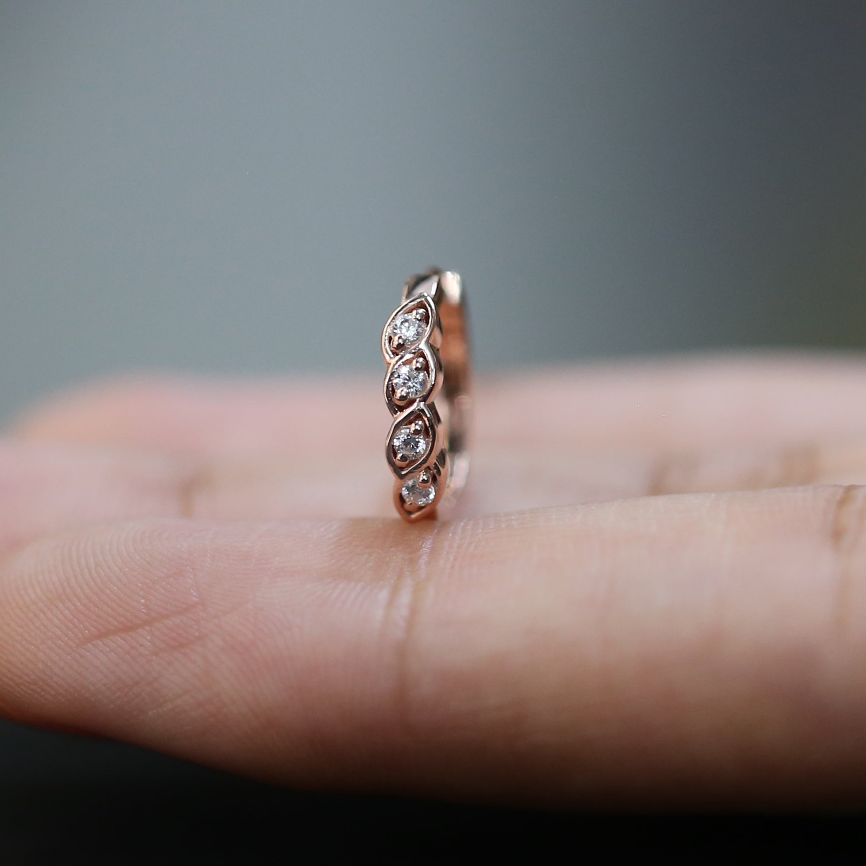 Natural White Round Diamond Nose Rings Engagement Wedding Gift Nose Ring 14K Solid Rose White Yellow Gold Nose Ring 0.06 CT KD967