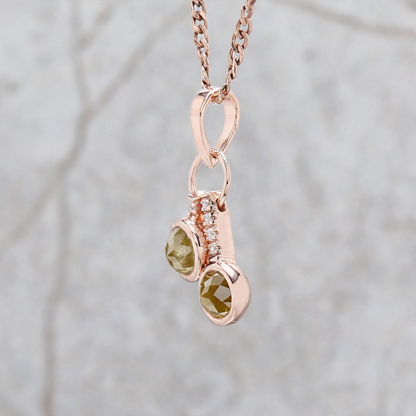 Round Rose Cut Yellow Color Diamond Pendant Engagement Wedding Gift Pendant 14K Solid Rose White Yellow Gold Pendant 0.84 CT KDK1203