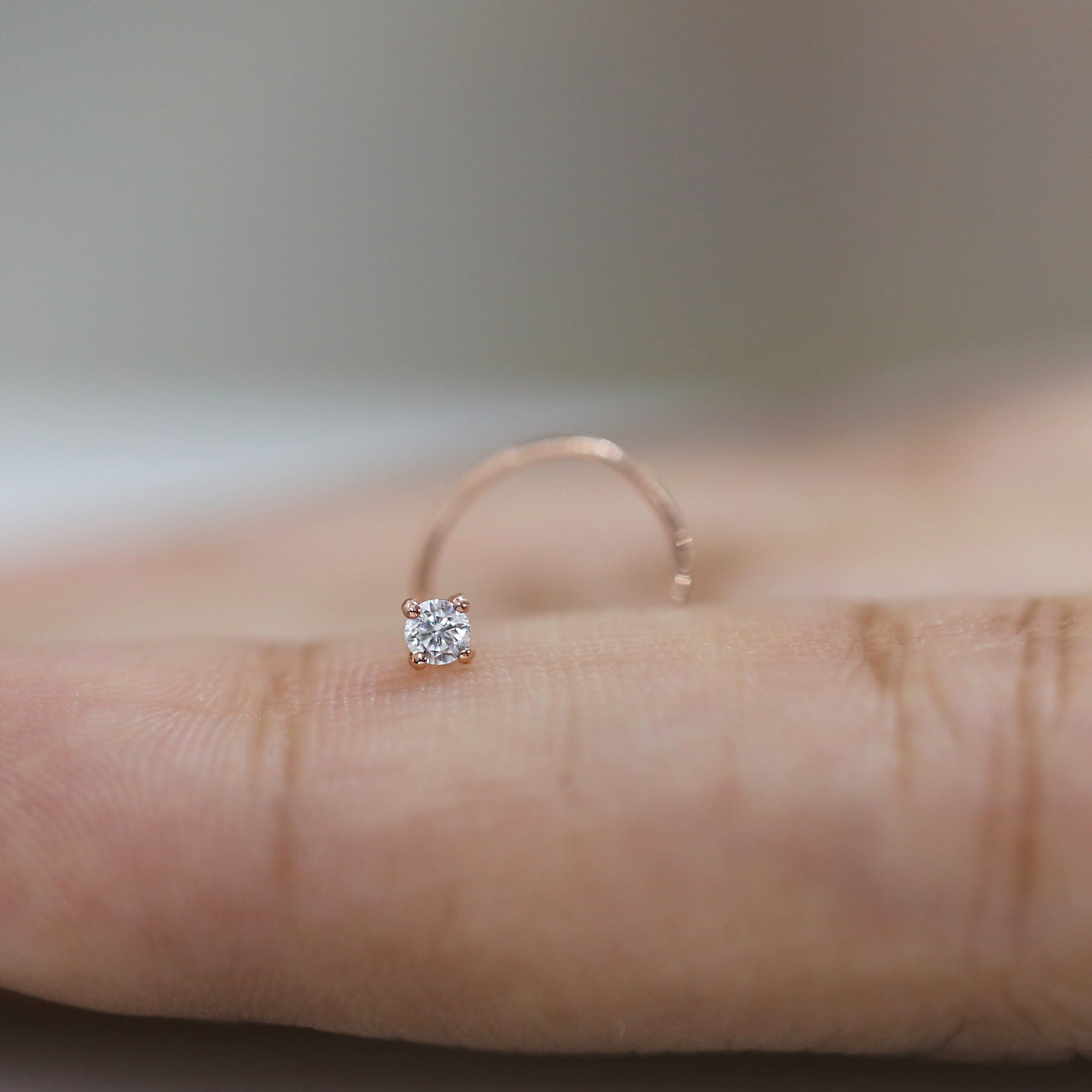 Natural White Round Diamond Nose Rings Engagement Wedding Gift Nose Ring 14K Solid Rose White Yellow Gold Nose Ring 0.05 CT KD952