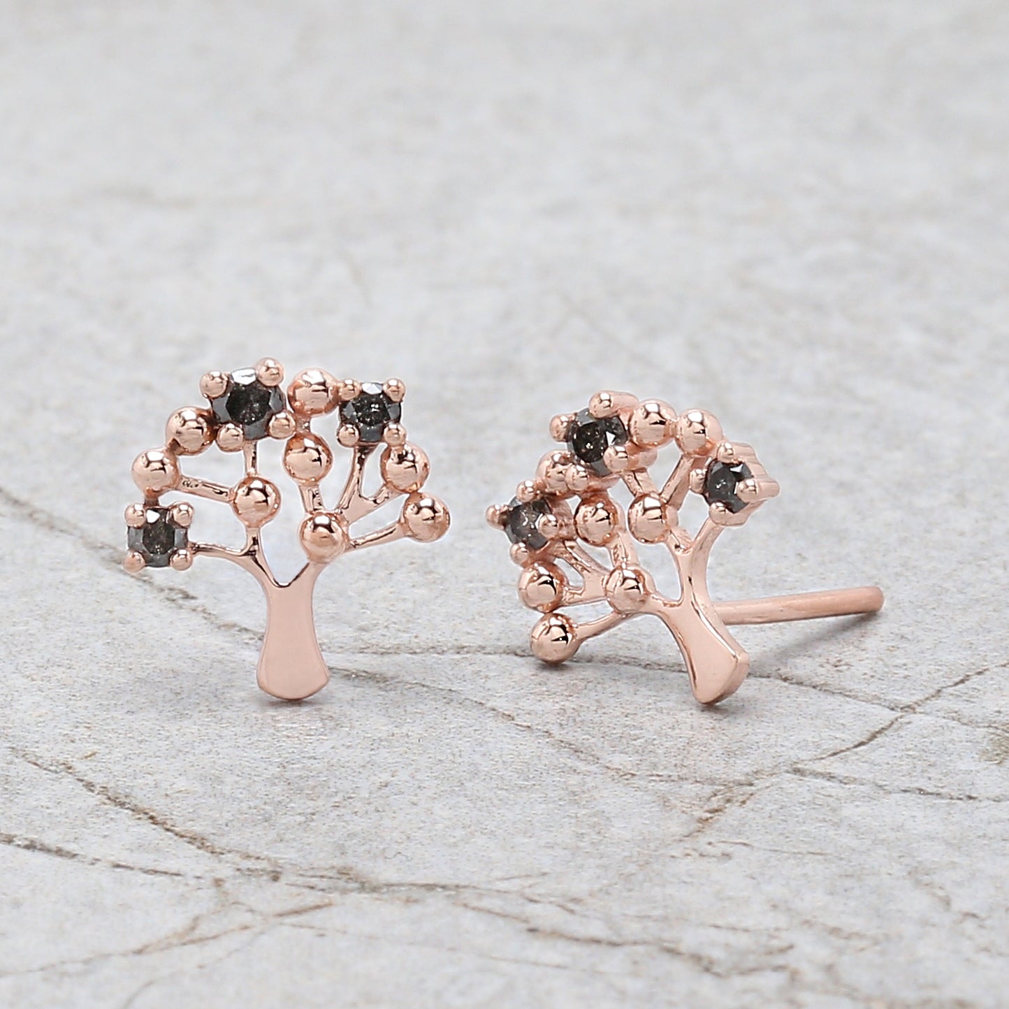 Round Salt And Pepper Diamond Earring Engagement Wedding Gift Earring 14K Solid Rose White Yellow Gold Earring 0.24 CT KD1075