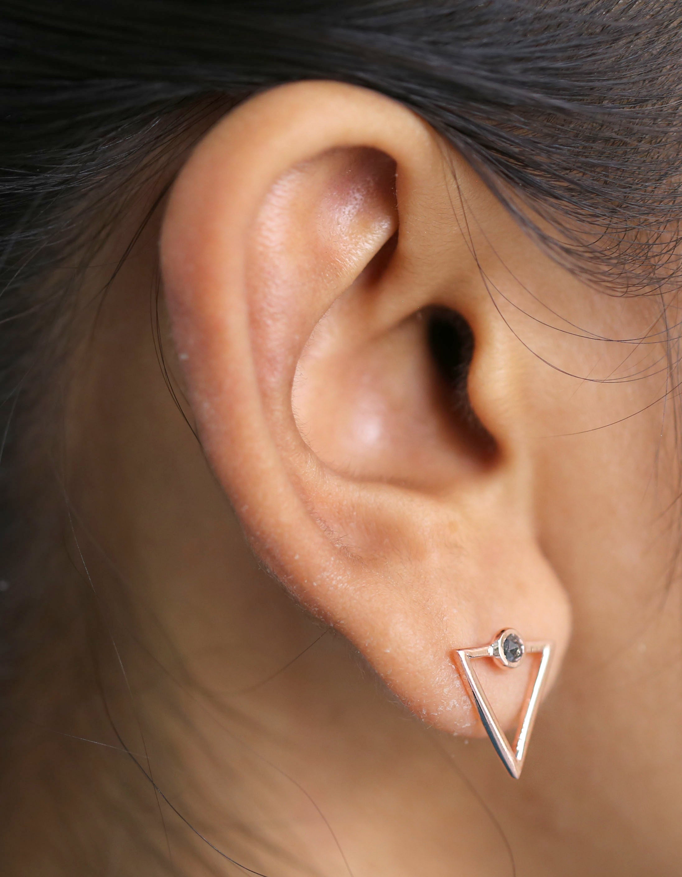 Round Rose Cut Salt And Pepper Diamond Earring Engagement Wedding Gift Earring 14K Solid Rose White Yellow Gold Earring 0.24 CT KD1082