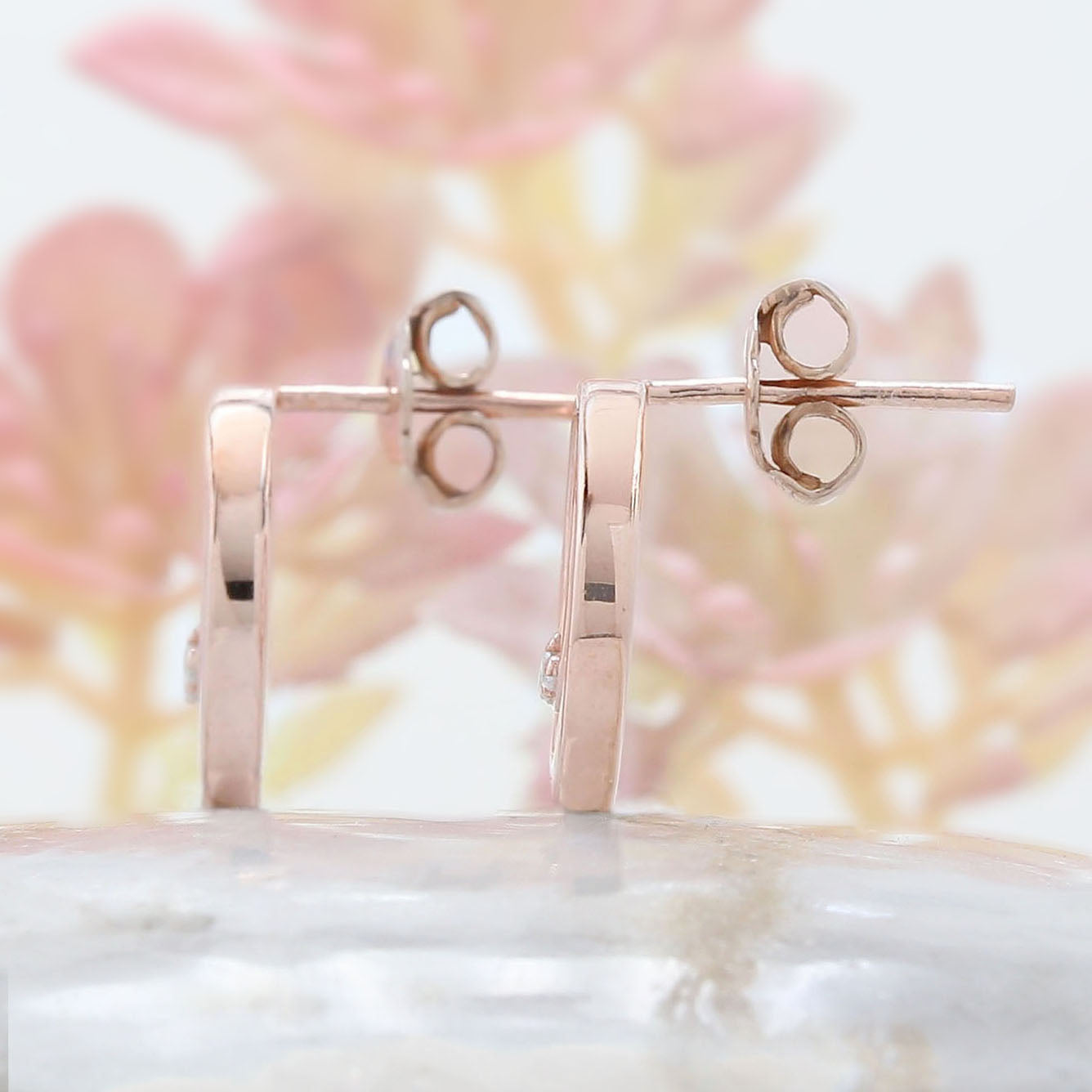 Round White Color Diamond Earring Engagement Wedding Gift Earring 14K Solid Rose White Yellow Gold Earring 0.04 CT KD982