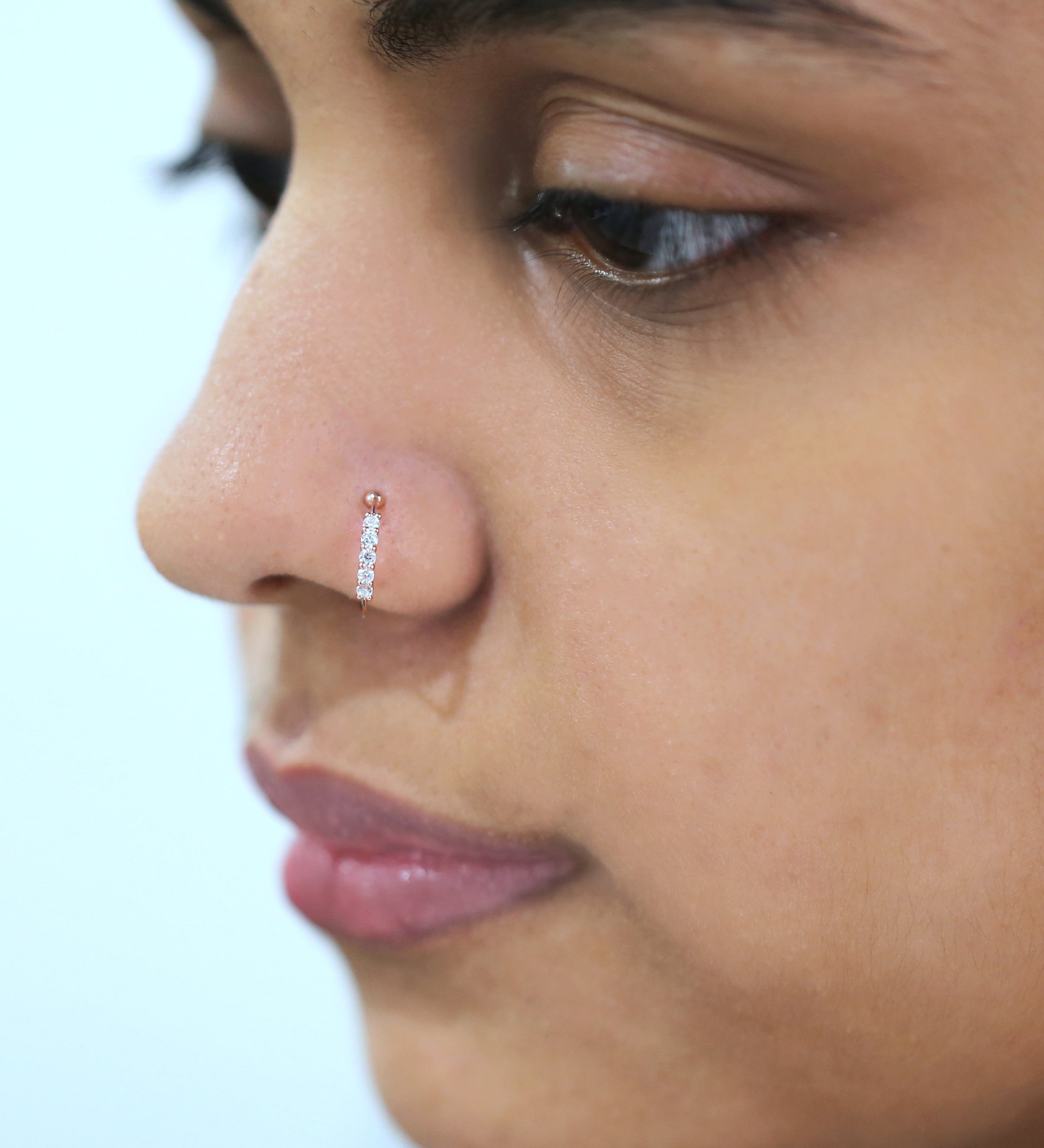 Natural Round White Diamond Nose Rings Engagement Wedding Gift Nose Ring 14K Solid Rose White Yellow Gold Nose Ring 0.08 CT KD988
