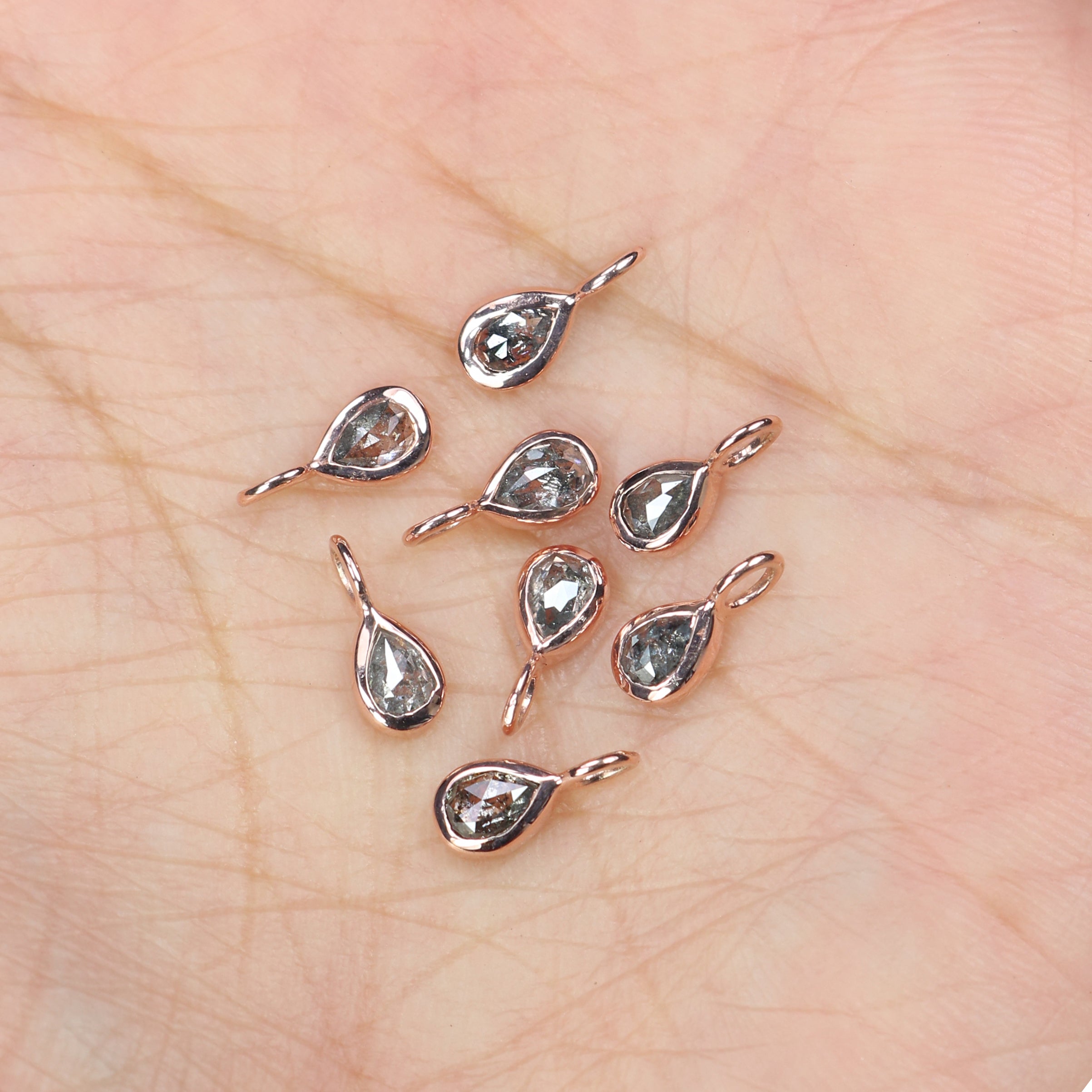 Pear Salt And Pepper Diamond Pendant Engagement Wedding Gift Pendant 14K Solid Rose White Yellow Gold Pendant KD1089